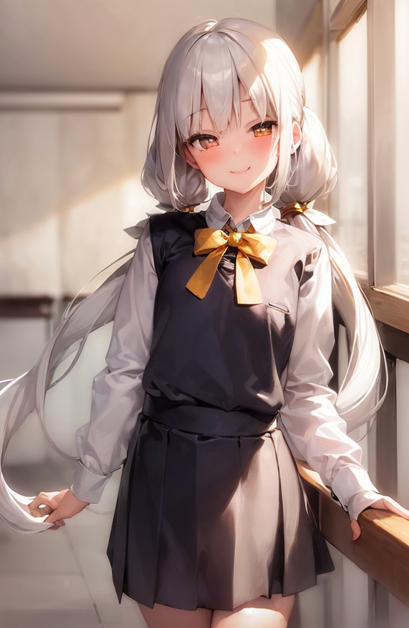 制服银发少女[期待]   #二次元美图# #ai绘画