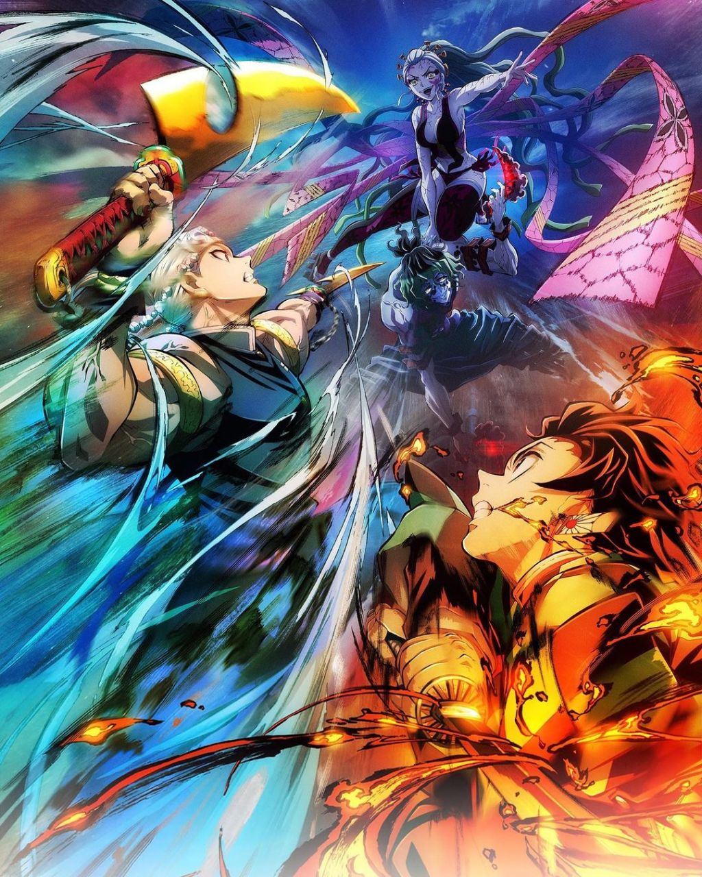 鬼灭之刃游郭篇海报,宇随天元和炭治郎相对应啊,酷!