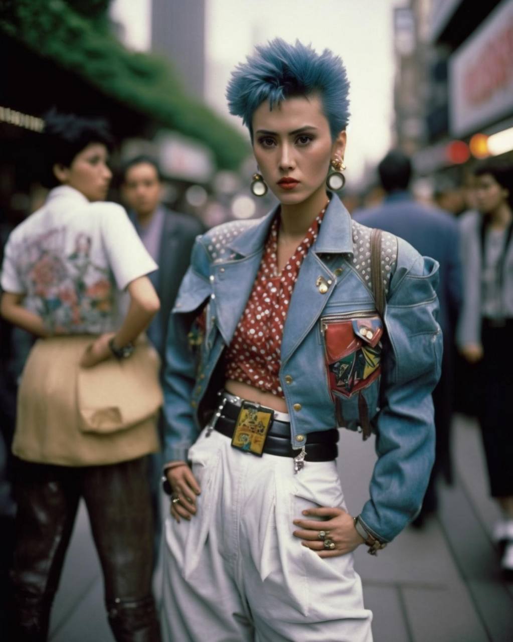 受摇滚音乐和反文化运动的影响,皮衣夹克,牛仔裤在1970年代颇受年轻人