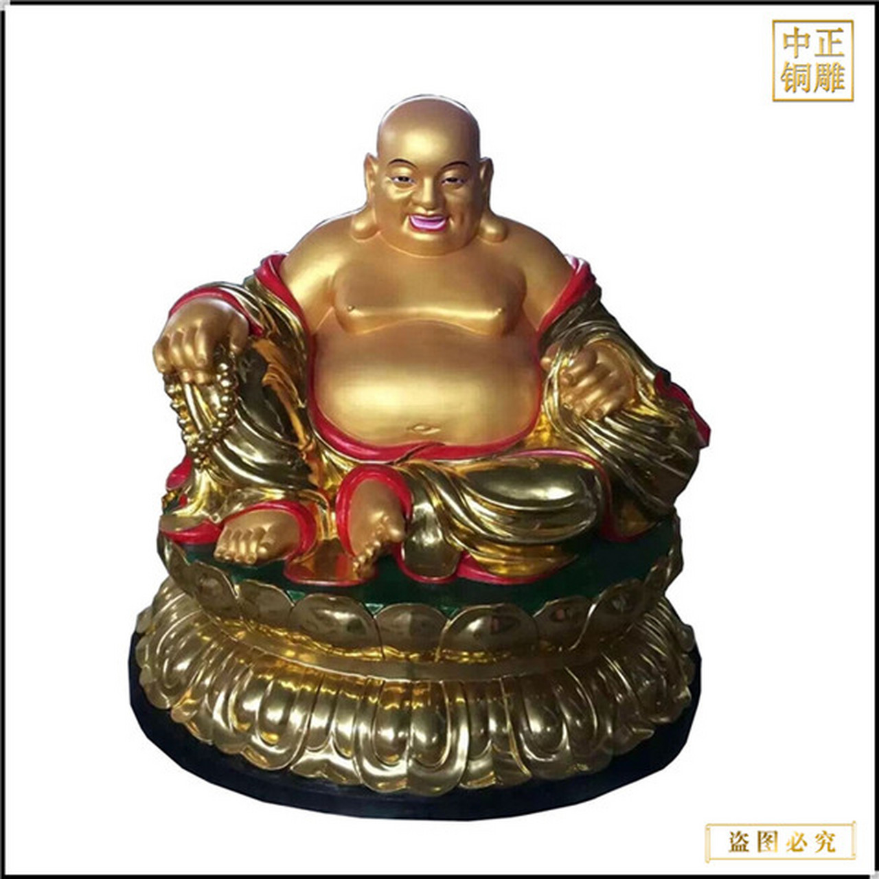 寺庙弥勒佛铜像铸造厂 贴金彩绘大肚弥勒佛铜像 寺庙弥勒佛铜像定制