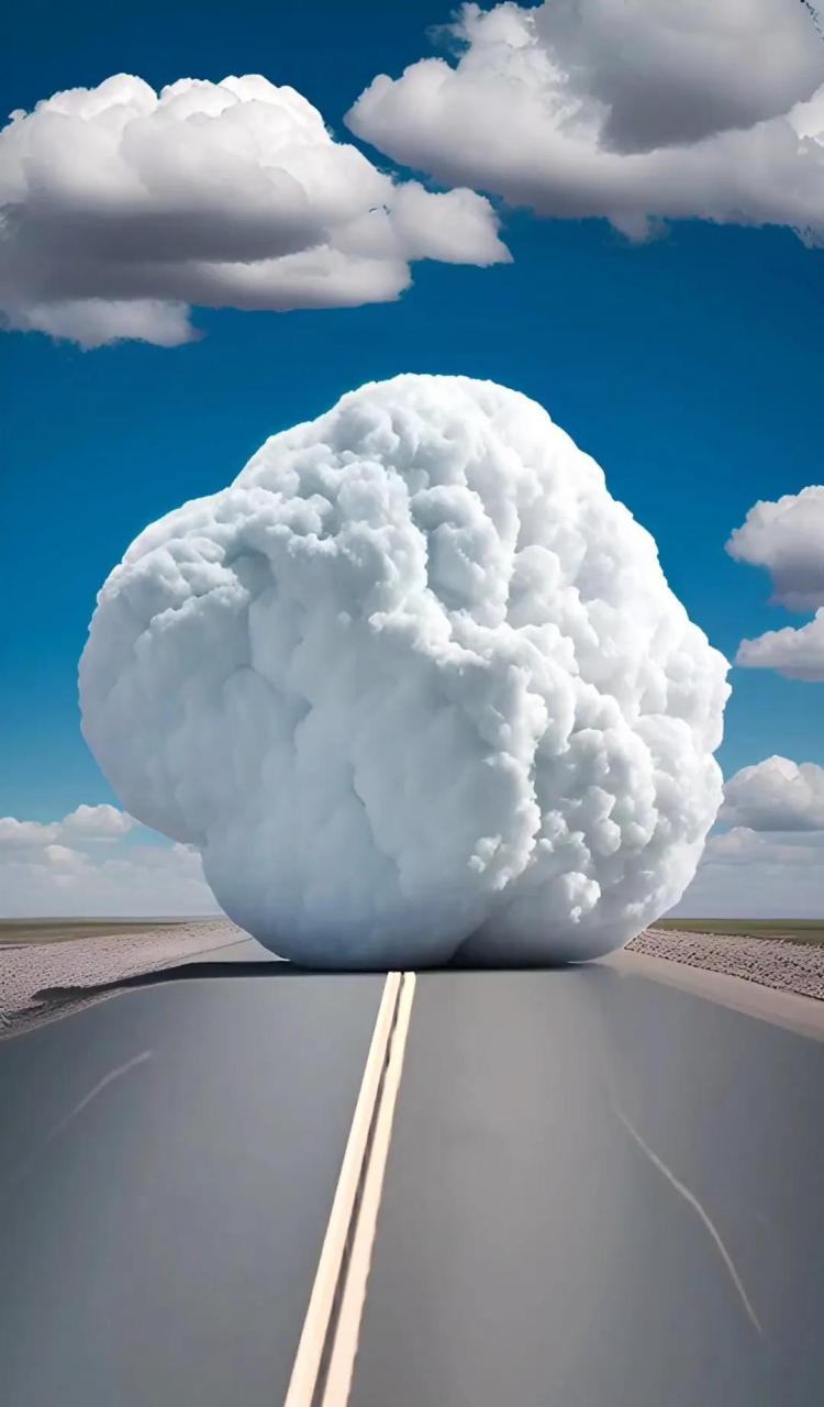 一坨云掉地上了[大笑][大笑][大笑]白云也喜欢在公路上走走[呲牙]