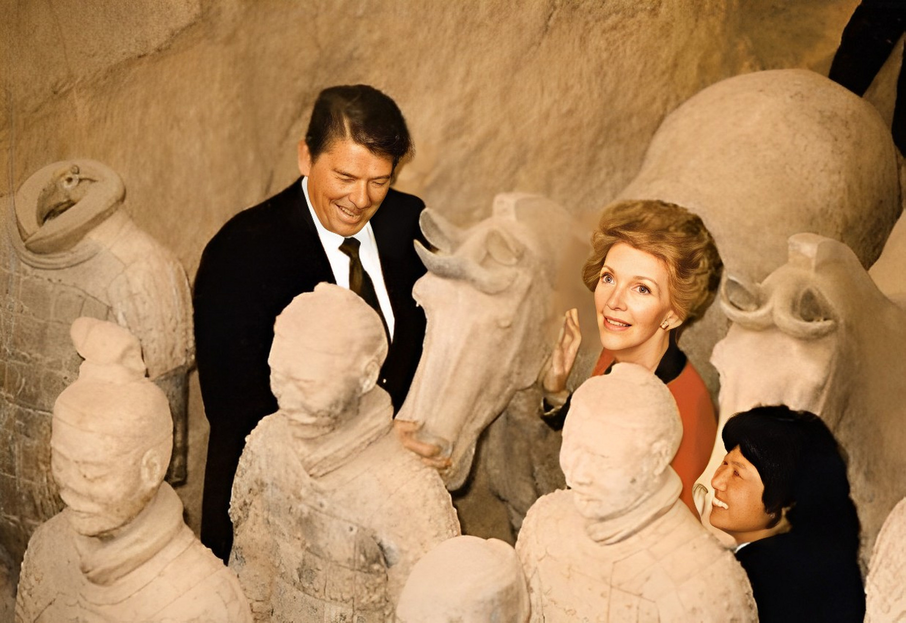 1984年,美国总统,里根,夫人访华,参观西安兵马俑博物馆