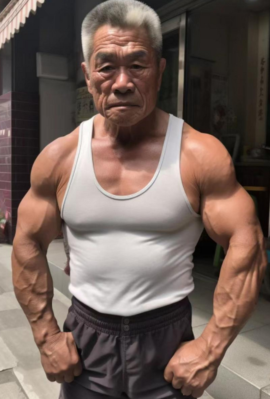 这大爷的体格看着就是好呢,比一般的年轻人都结实