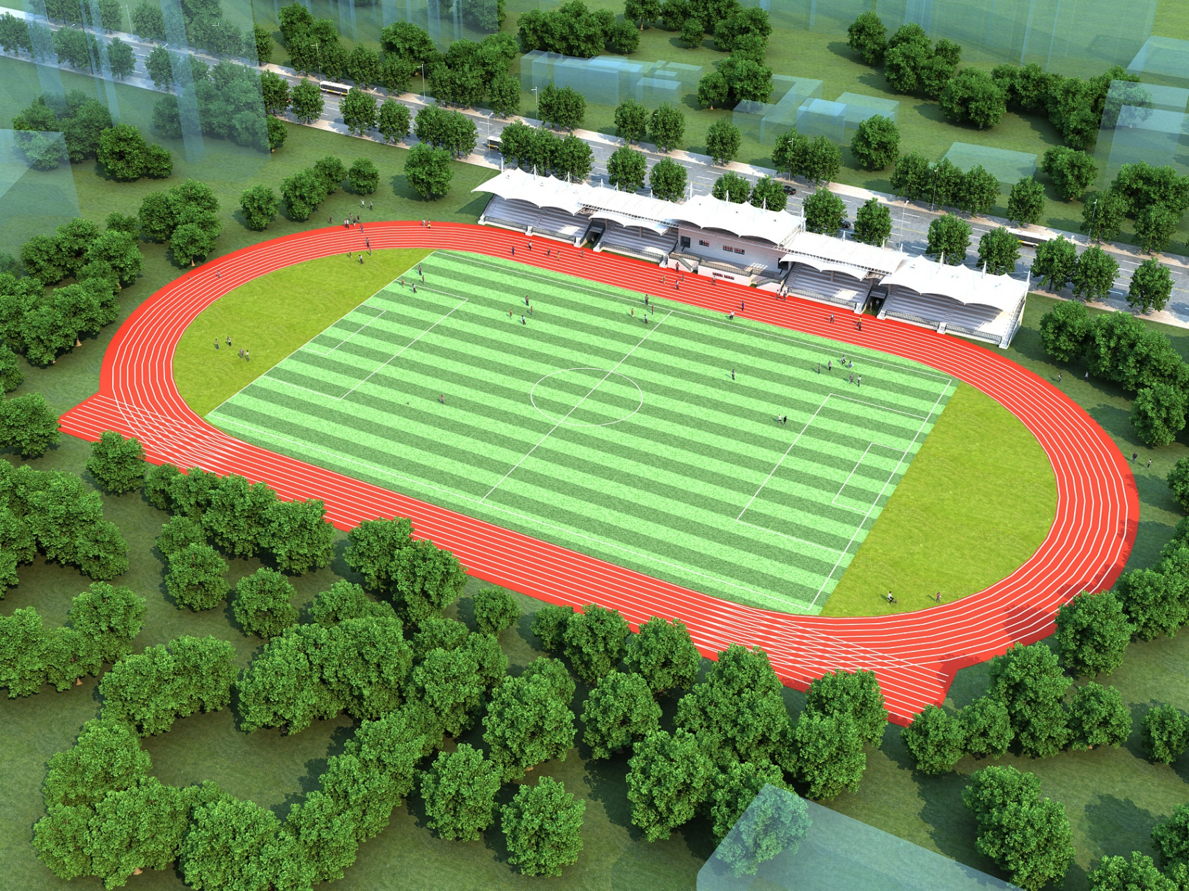 cad易学堂# 3dsmax建模渲染—足球场效果图.