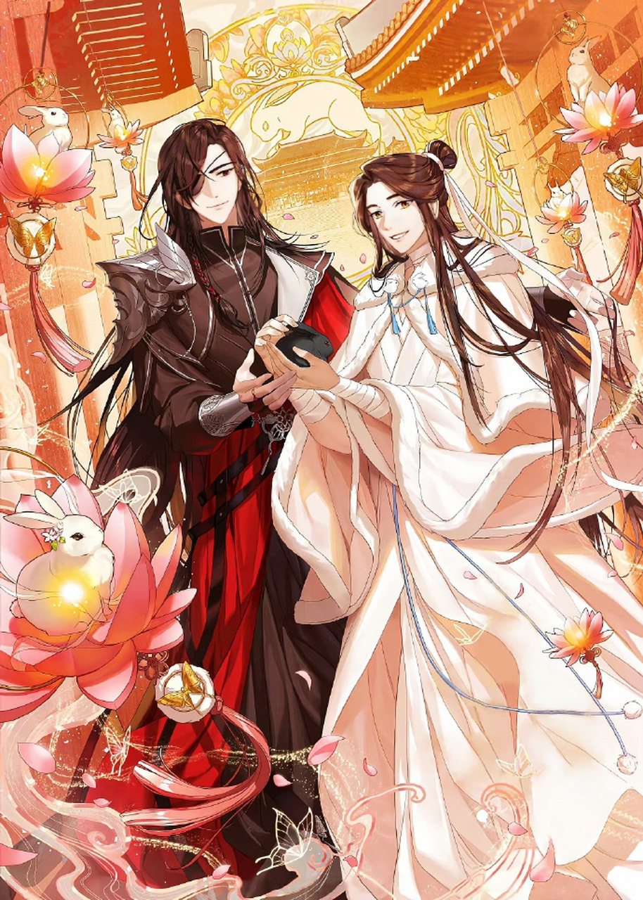 《天官赐福》贺图,很少见花城穿黑衣,黑色华服的花城主真的太酷了 !