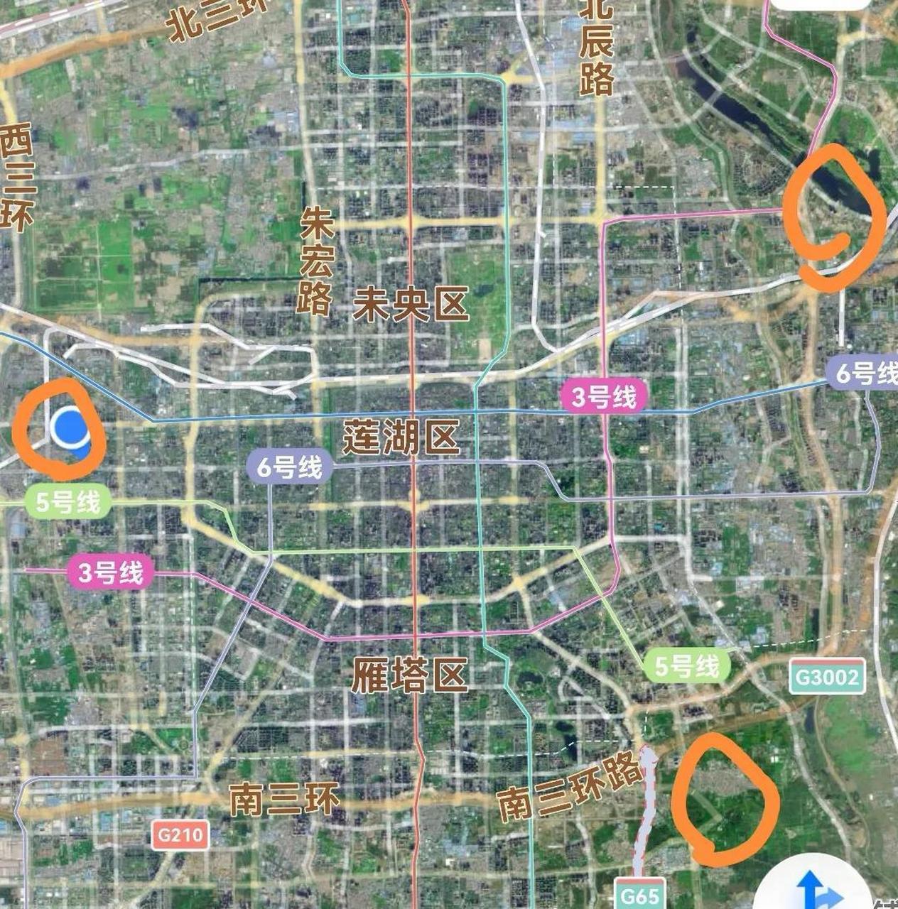 西安2025年地鐵規劃圖,可以看到被遺漏的3個區域,東北角滻灞生態區,河