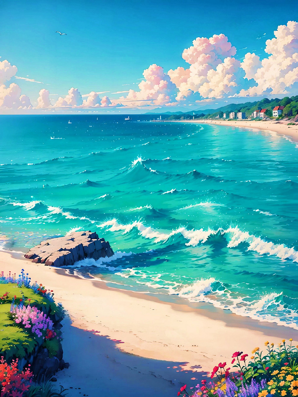 海与浪,温和柔,爱与不爱皆自由#动漫壁纸# #二次元