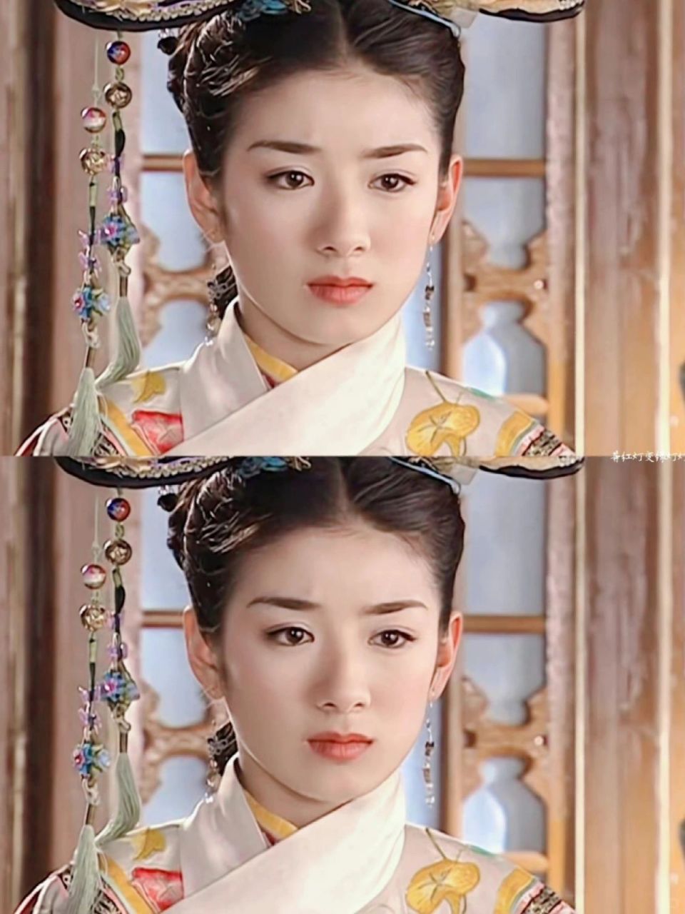 新造型旗头小燕子  为什么还珠3里面小燕子的旗头有时候只有一边有红