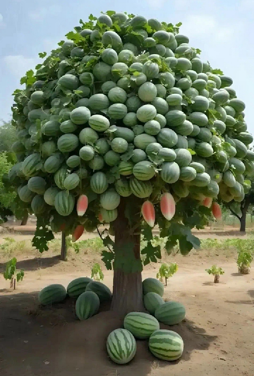 直到现在我才发现,原来西瓜是长在树上的啊