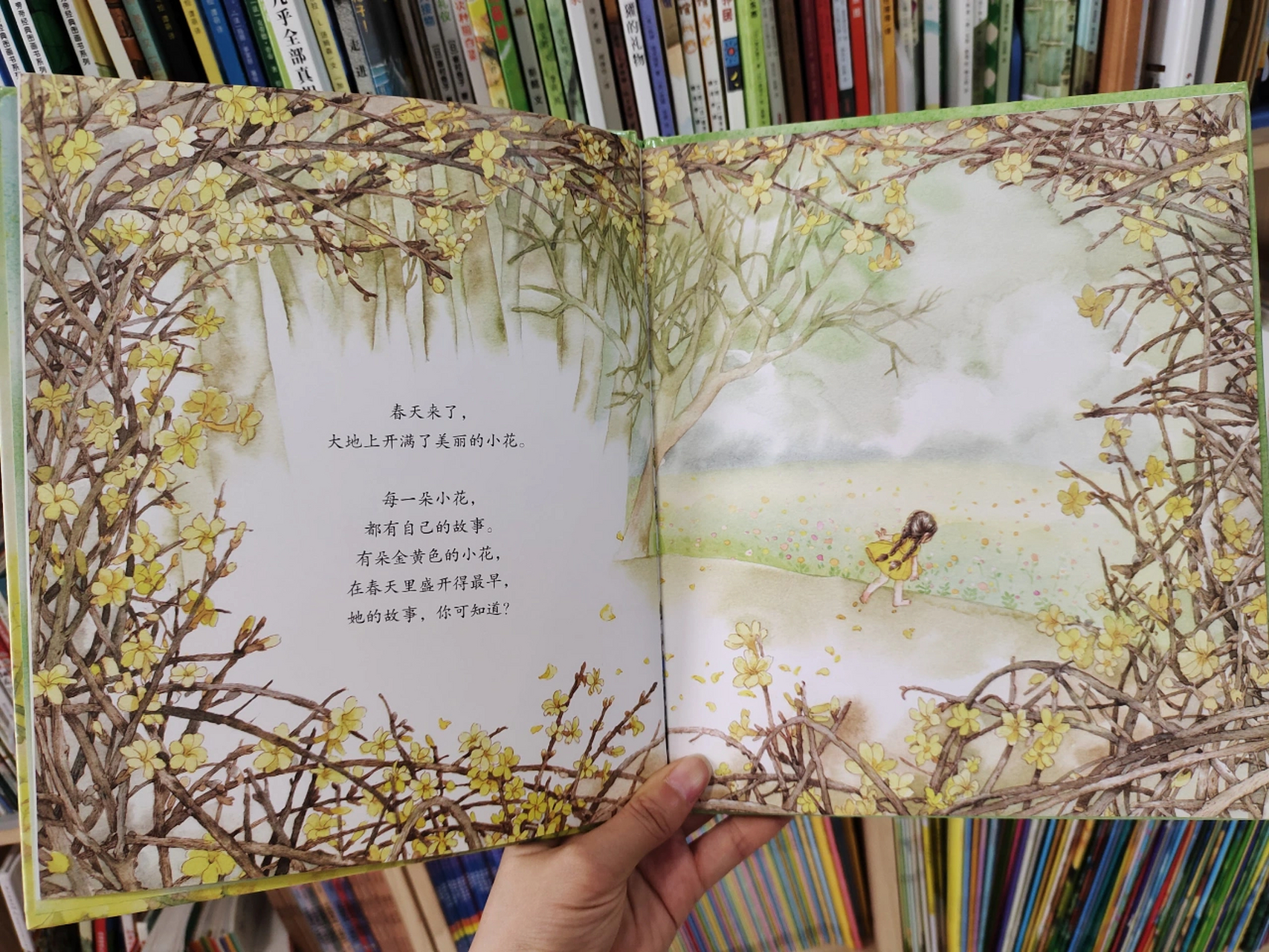 绘本推荐《迎春花开了》 很久很久以前,花神召集所有的花草,商量花在