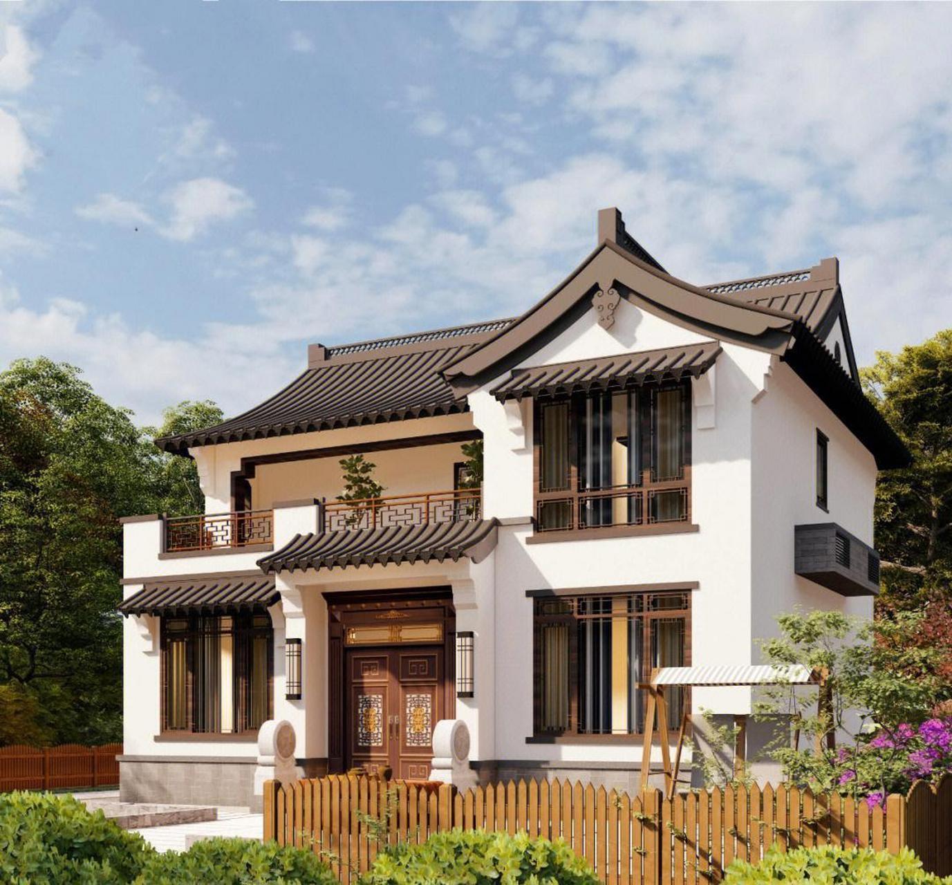 独具韵味的二层中式自建房 返璞归真的灰瓦白墙二层中式自建房,简洁