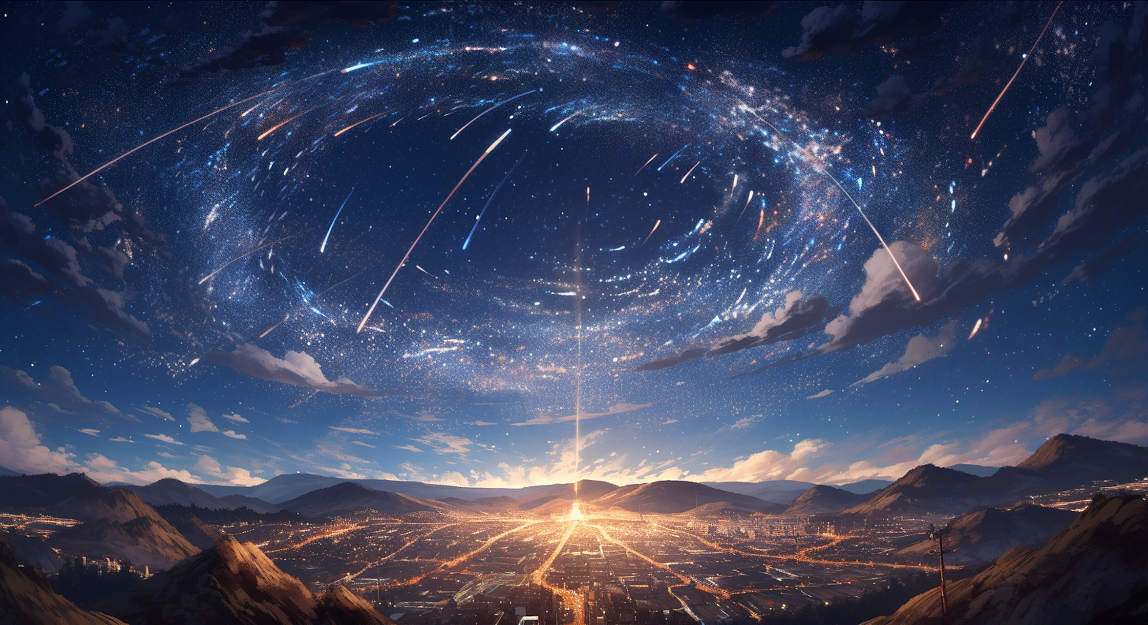 动漫壁纸美图# 城市的幻想天空