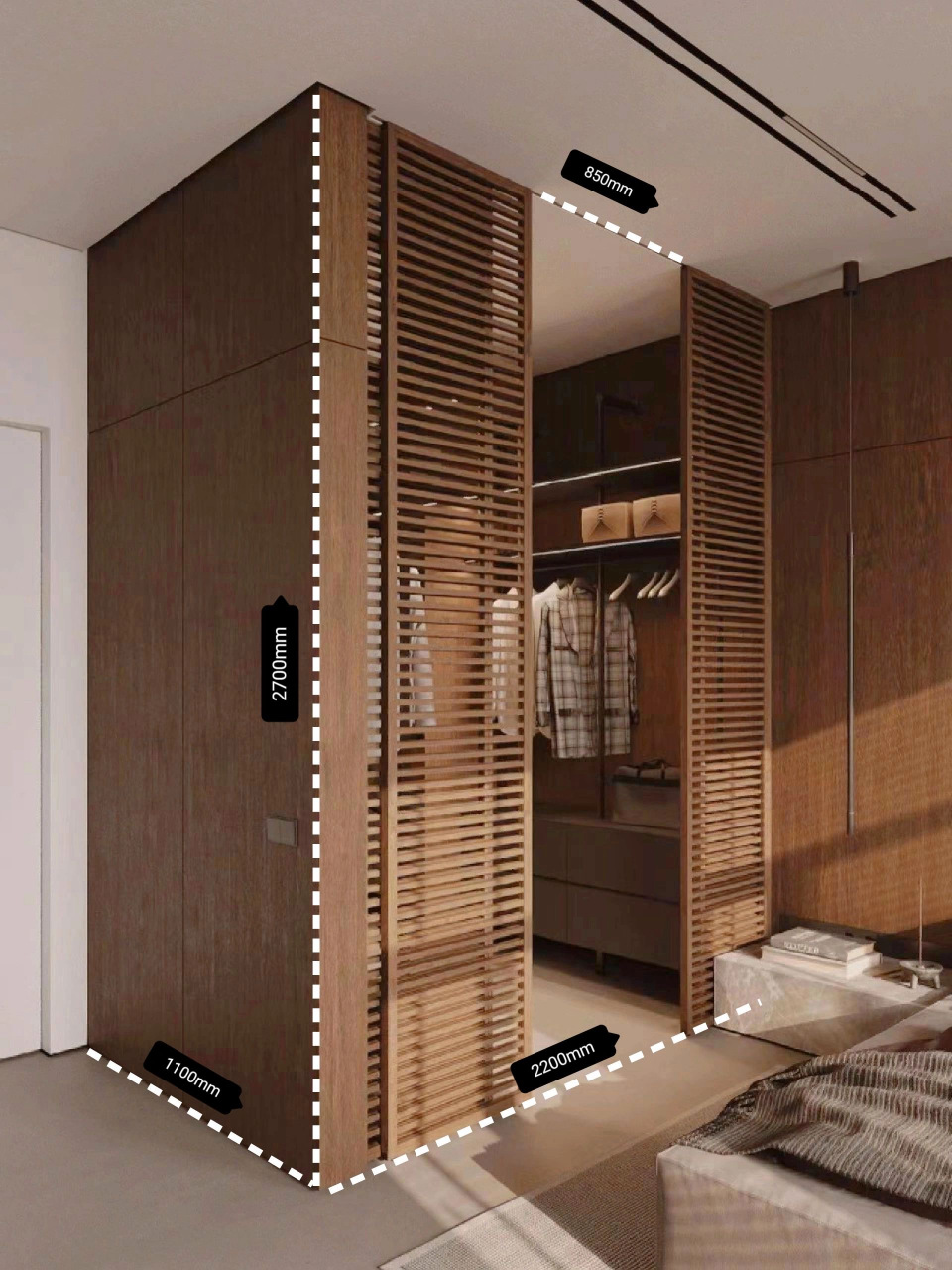 仅用4㎡ 格栅移门,这衣帽间是来报恩的吧!