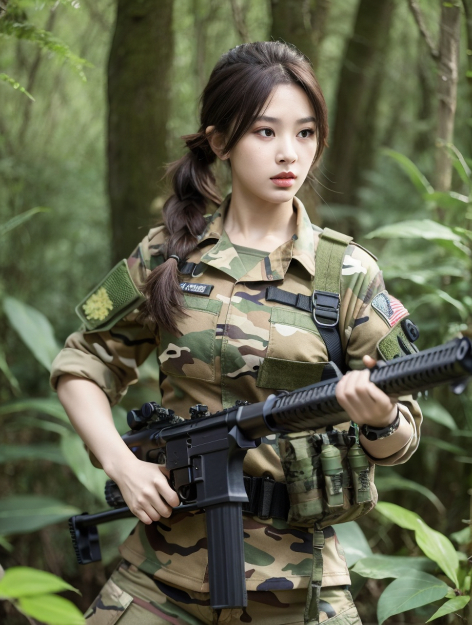 英姿飒爽的女神特种兵写真#特种兵# #气质女神# #青春美少女# #养眼