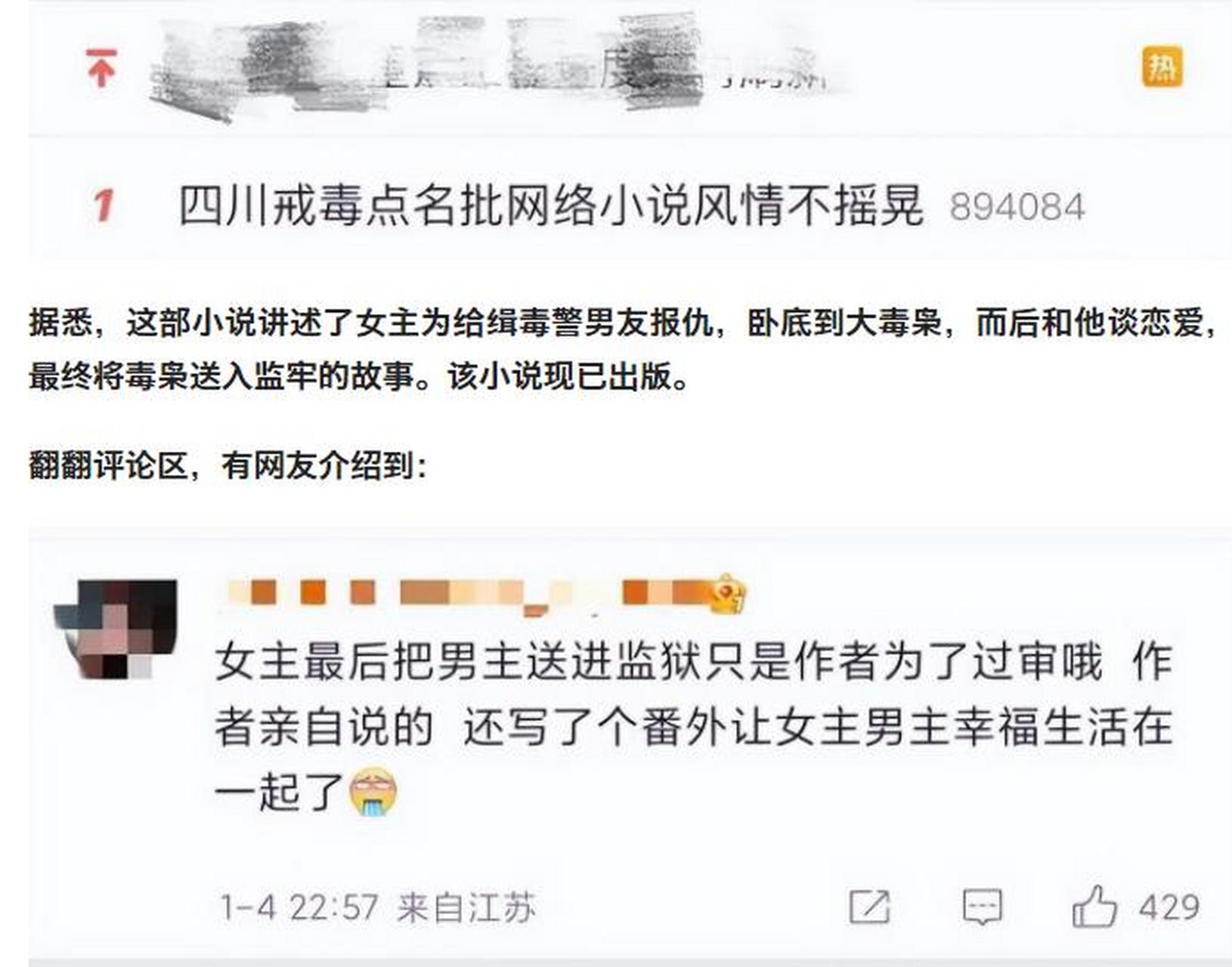 要有底线!四川缉毒点名批评网络小说《风情不摇晃》
