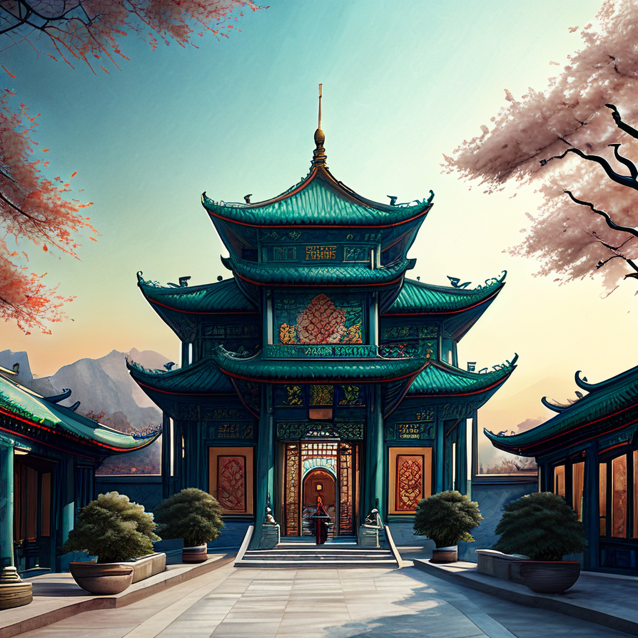 百度ai绘图黑科技#殿阁嶙峋如叠玉,凌晨人步广寒宫.