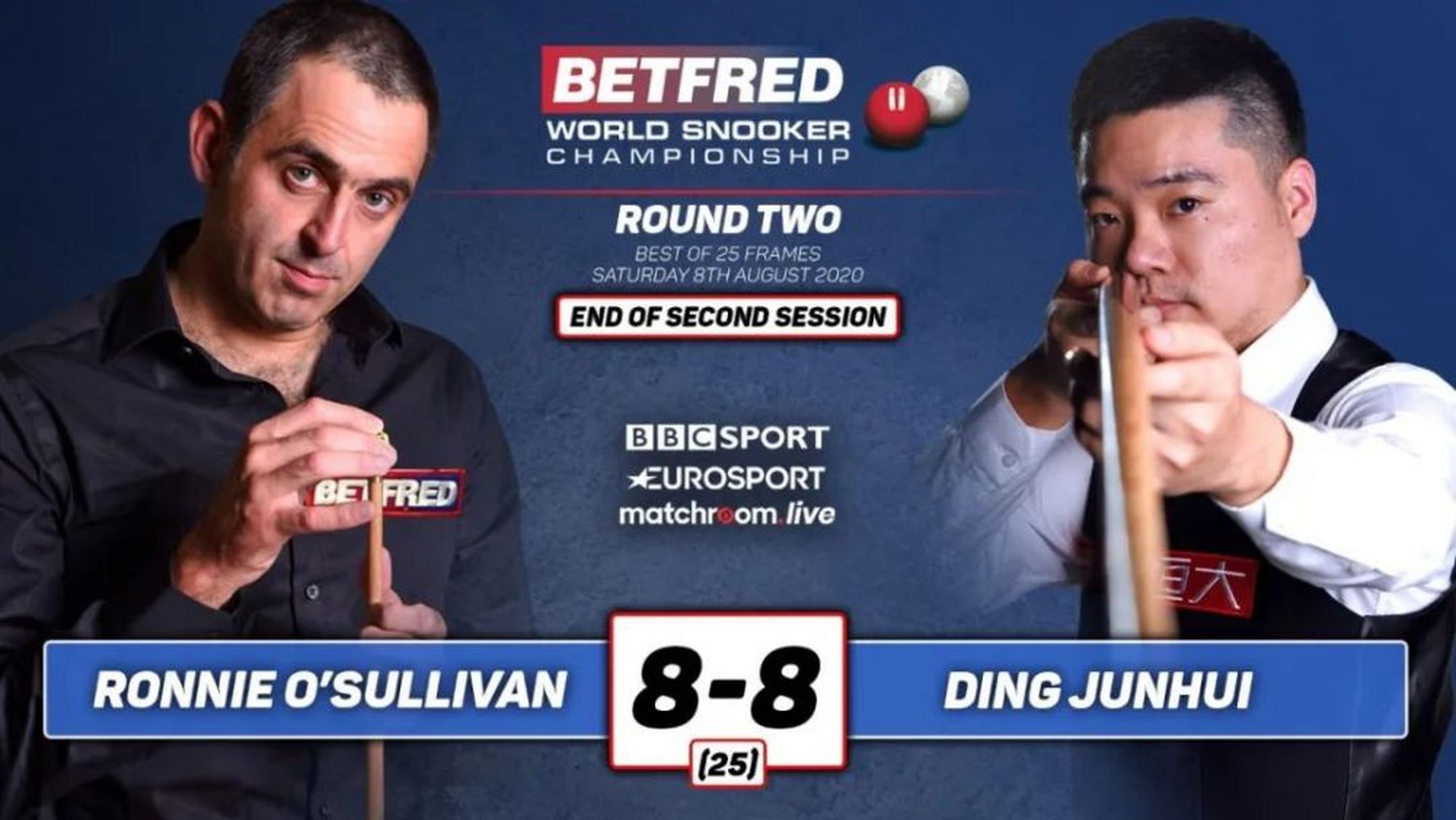【丁俊晖打出2杆单杆破百 8-8战平奥沙利文】8月8日晚,2020斯诺克