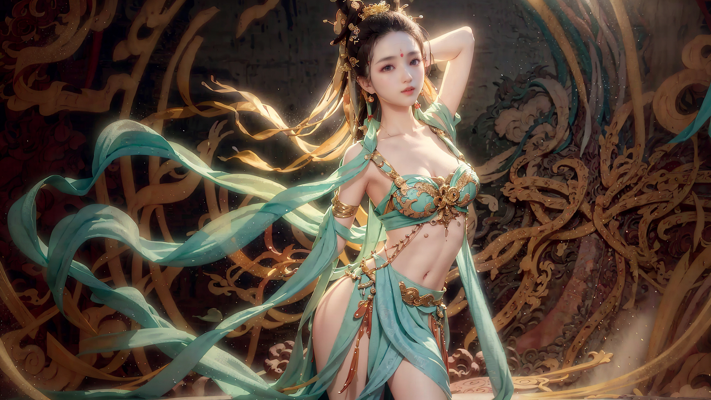 ai绘画-敦煌装饰的美少女(2)#ai# #ai绘画# #ai共创计划