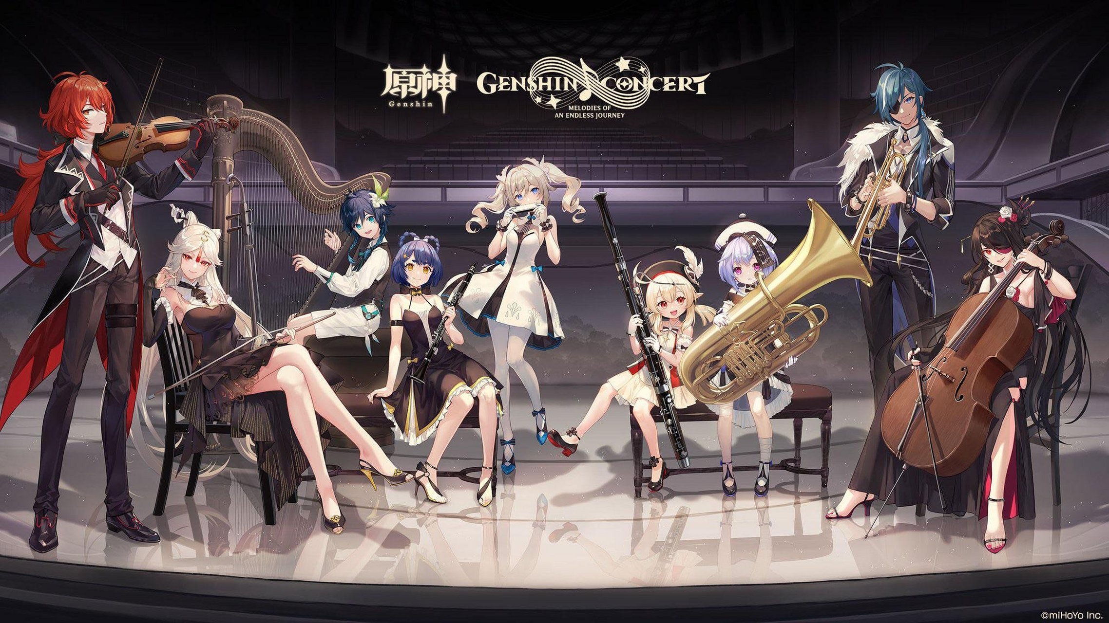 21年到23年 原神演唱会海报 今年这张钟离作为指挥特别有感觉