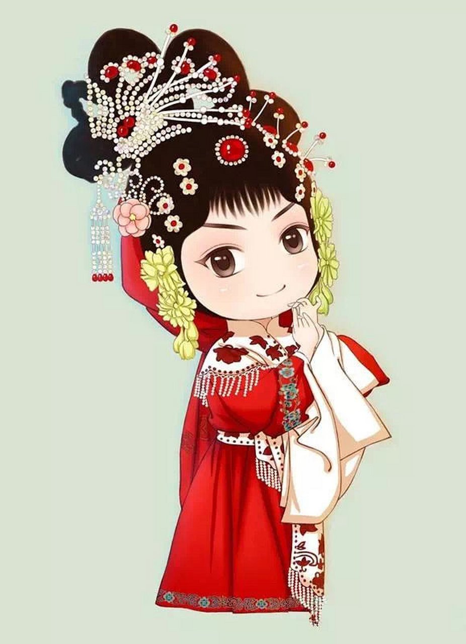 q版戏曲卡通人物,台上一分钟,台下十年功,没有谁能随随便便成功