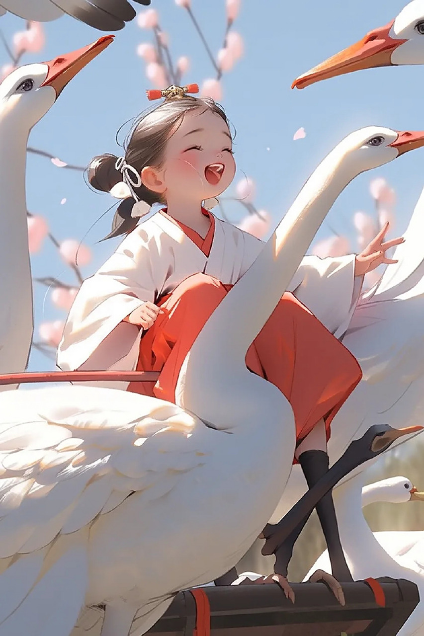 国风系之骑鹤女孩萌q头像壁纸