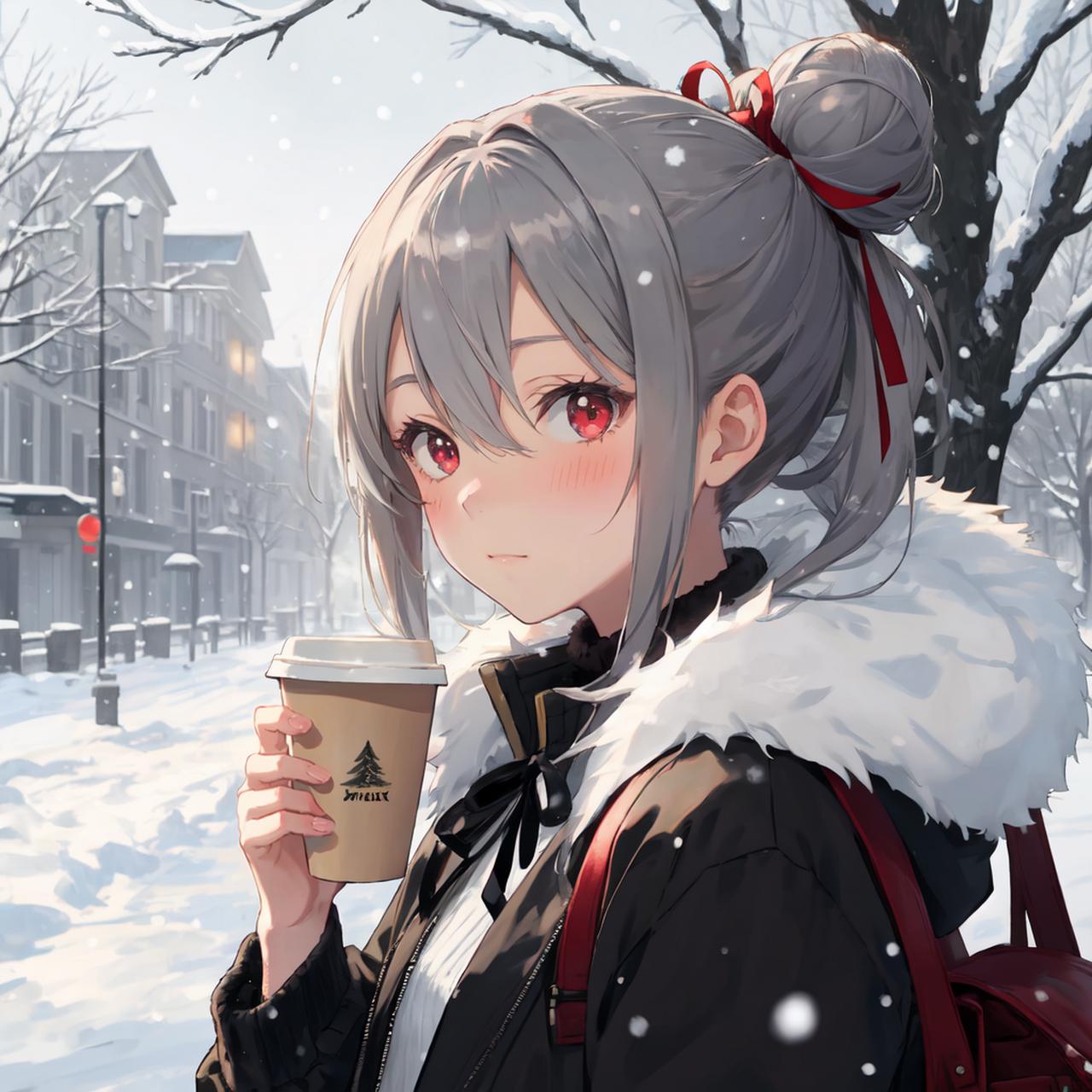 [雪花]立冬,二次元推文插画#二次元萌妹# #立冬# [雪花]#ai共创计划