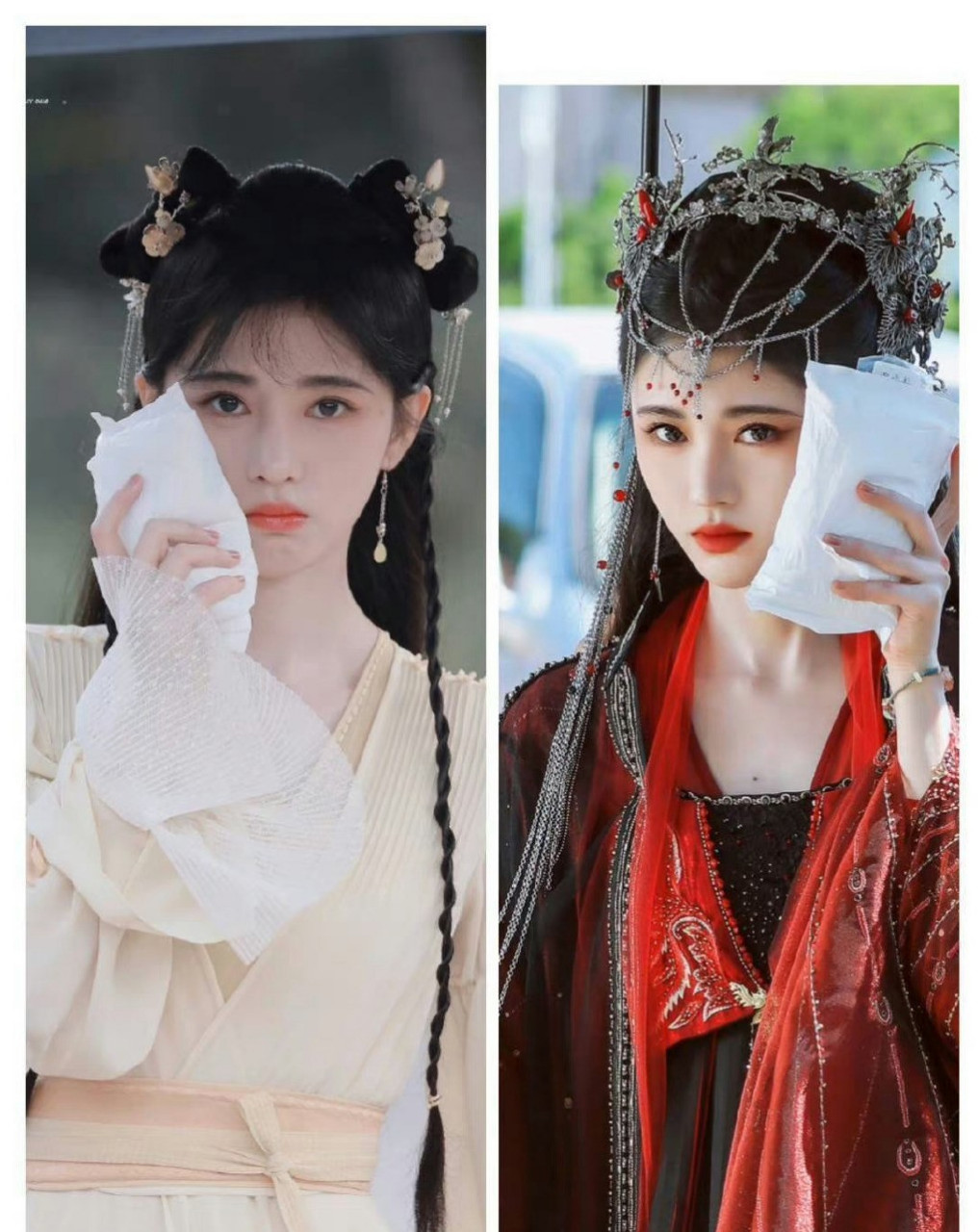 星闻#  鞠婧祎花戎中演了三个角色,魏枝,司马忘月和替身魔崖.