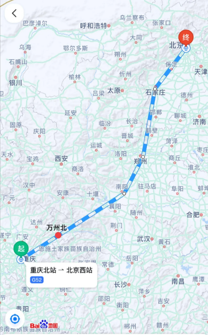 有了这趟标杆高铁,万州往返北京的高铁用时压缩到6小时以内,比目且