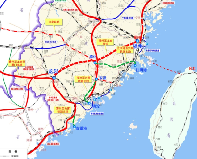 境内的铁路线路:鹰厦铁路(起于鹰潭站,止于厦门站);杭深铁路(期于
