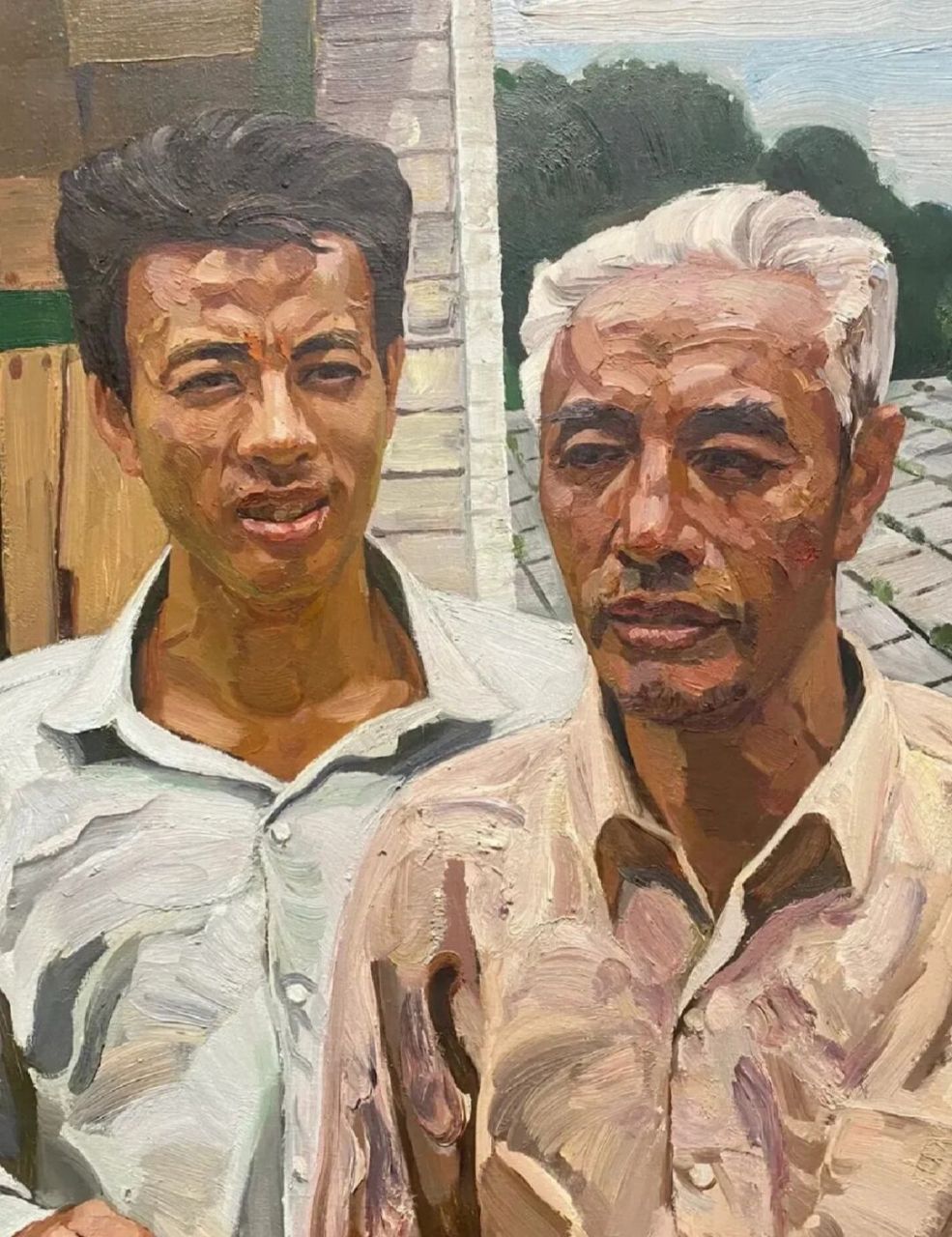 刘小东 油画作品《父与子》