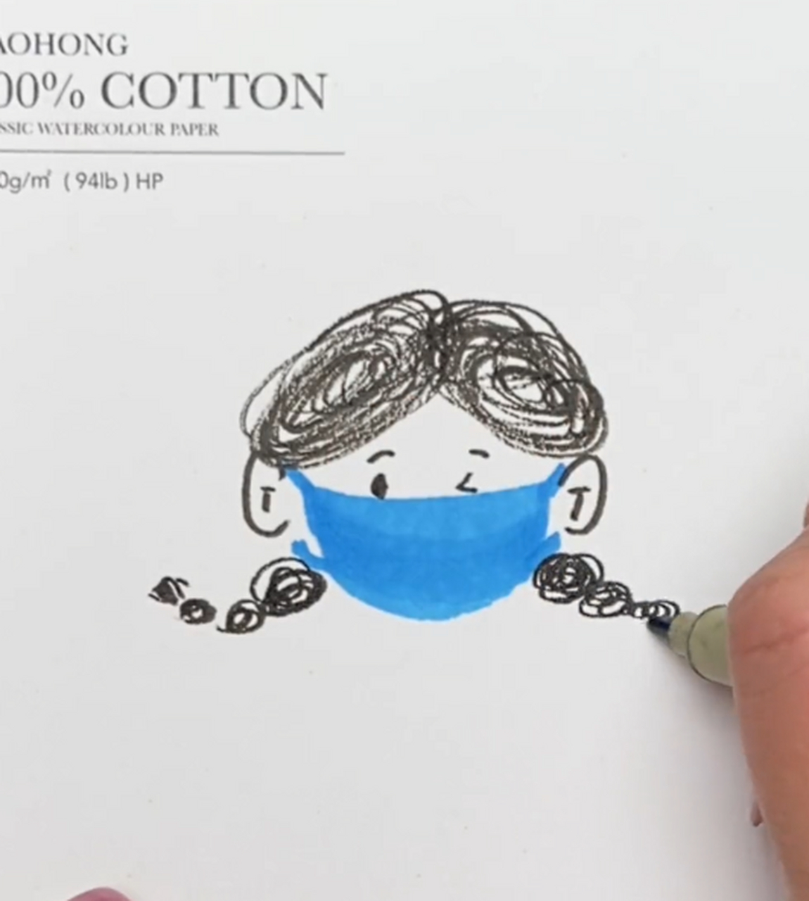 戴口罩的小人#儿童简笔画 #少儿美术 #绘画过程分享