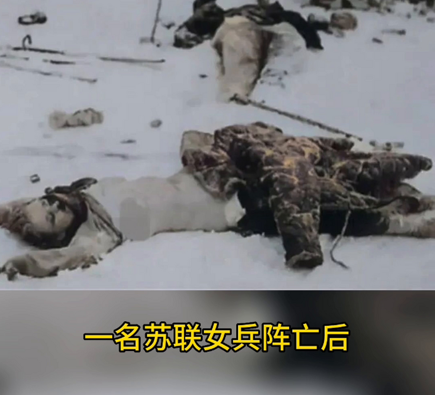 1942年,在斯大林格勒郊外,一名苏联女兵被敌人残忍地剥夺了衣服,赤裸