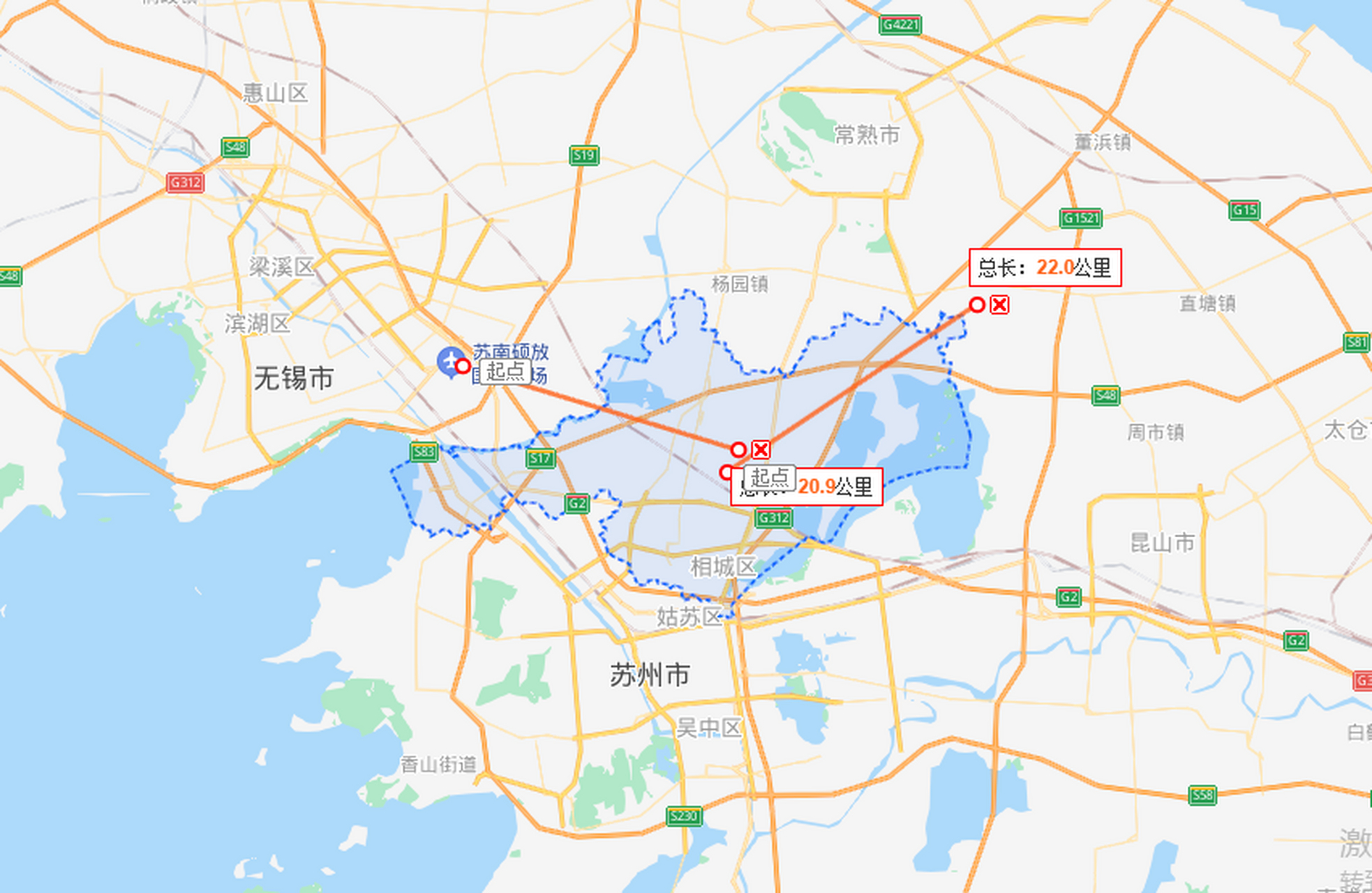 等都苏州沙家浜机场建立起来,苏州相城区就处在了两个机场之间,西北面