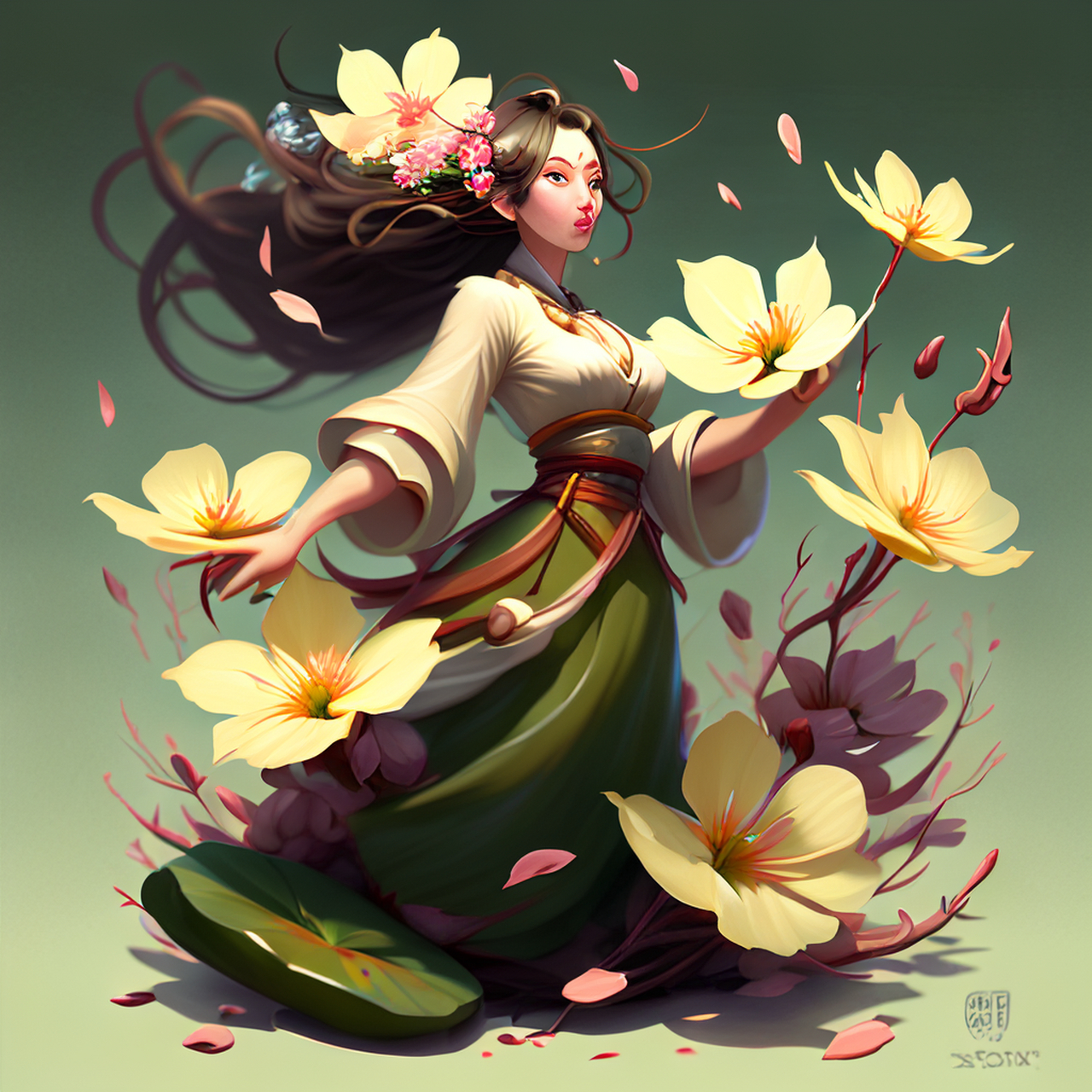 春风一曲花十八,拚得百醉玉东西.清新,宁静,恬静#百度ai绘图黑科技