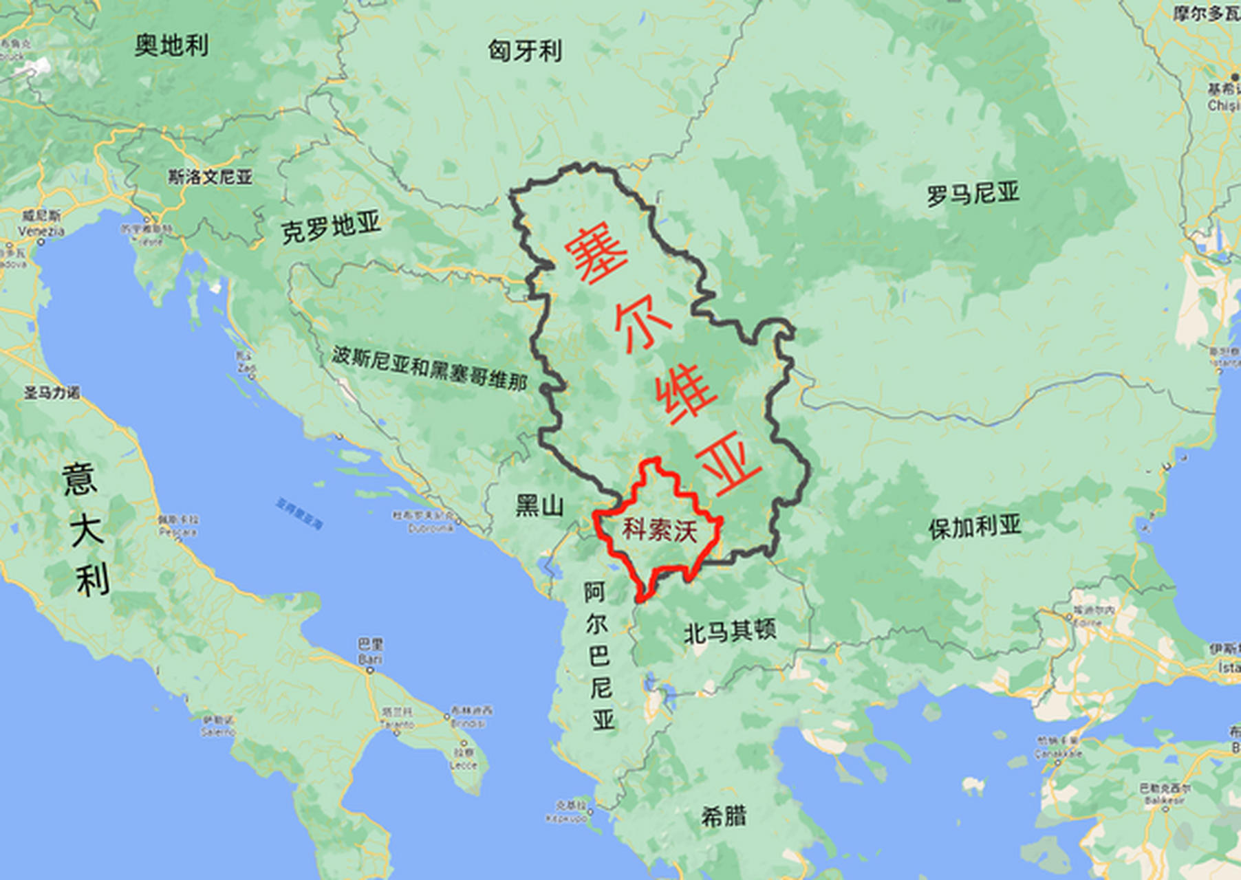 科索沃位置地图图片