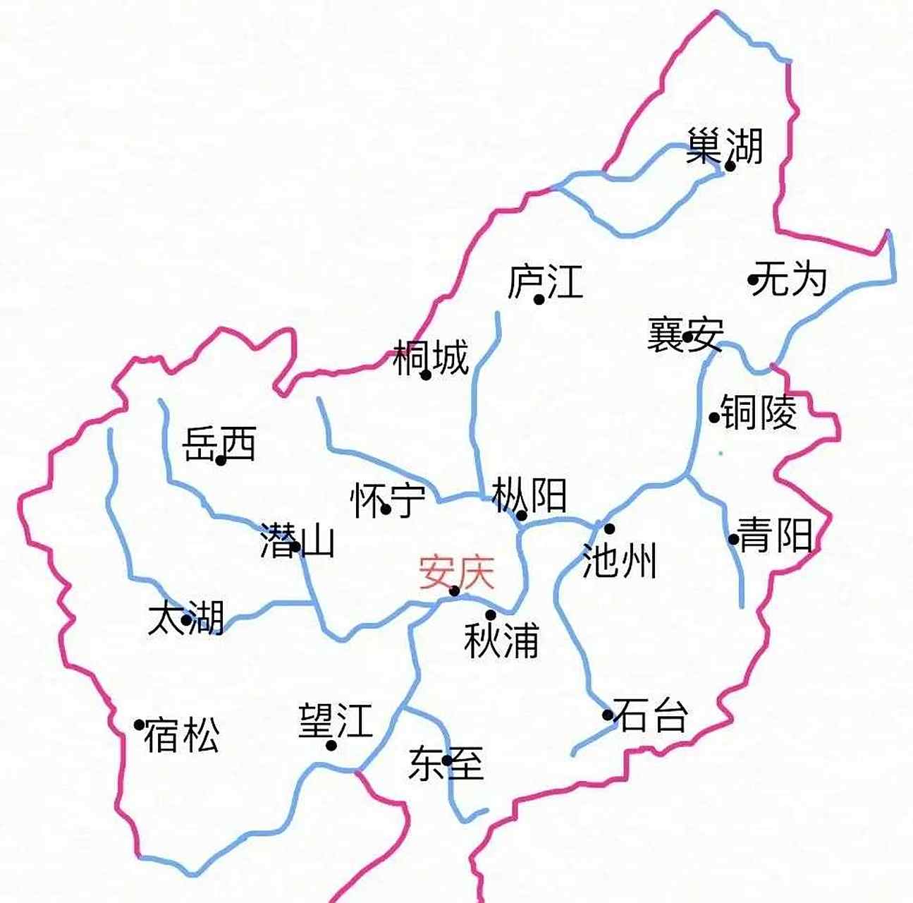如果当年省会没有搬走,省会城市安庆市地图应该是这样的,既有长江又有