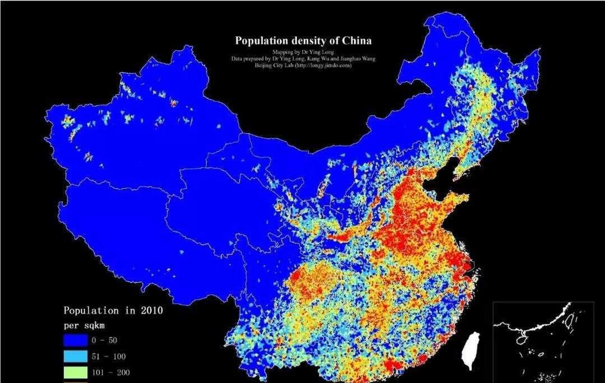 中國人口密度分佈,華北平原仍然是人口密度最大面積最廣的地區,村莊密