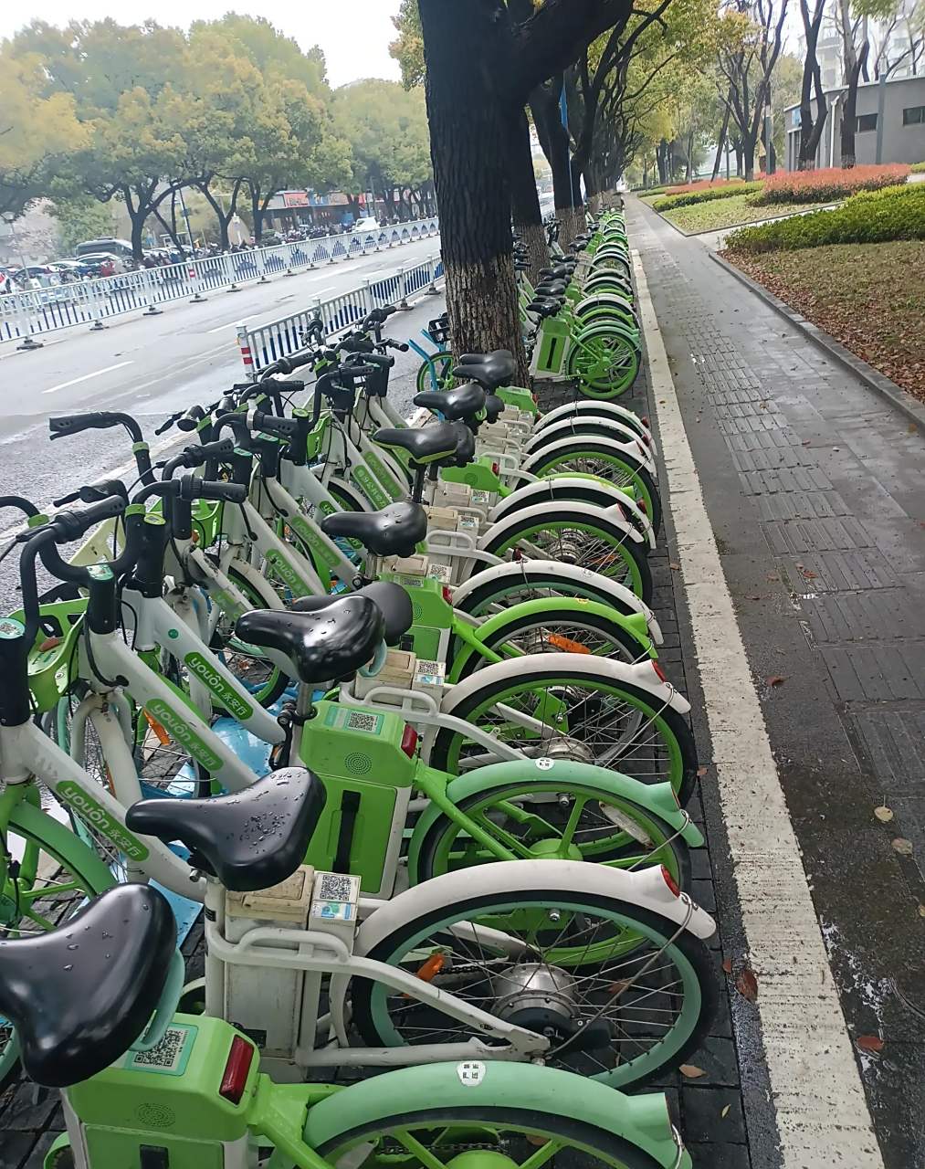 整齐划一,无人偷盗,很方便的永安行共享助力车很给力!