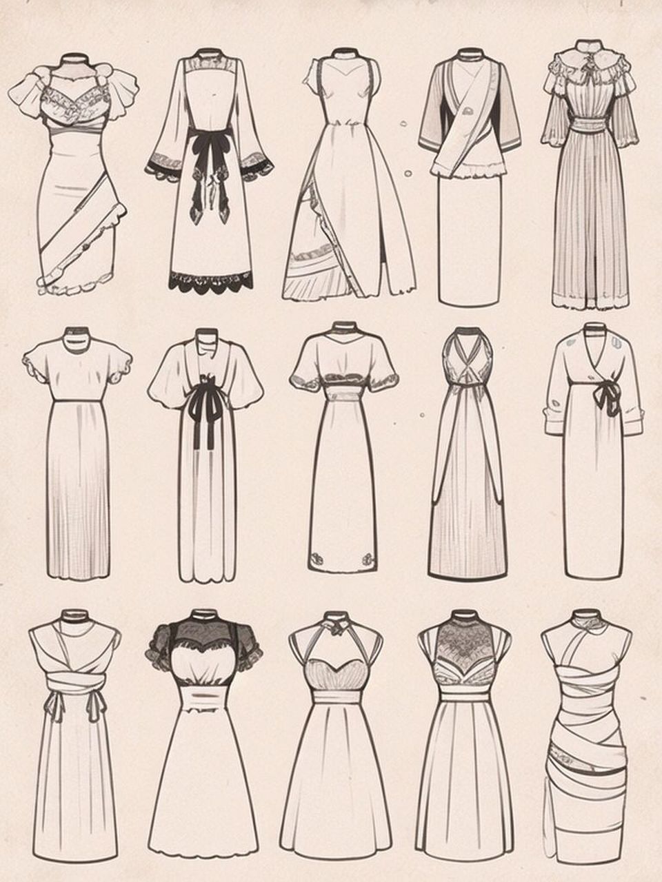 服装设计|新中式连衣裙款式效果图