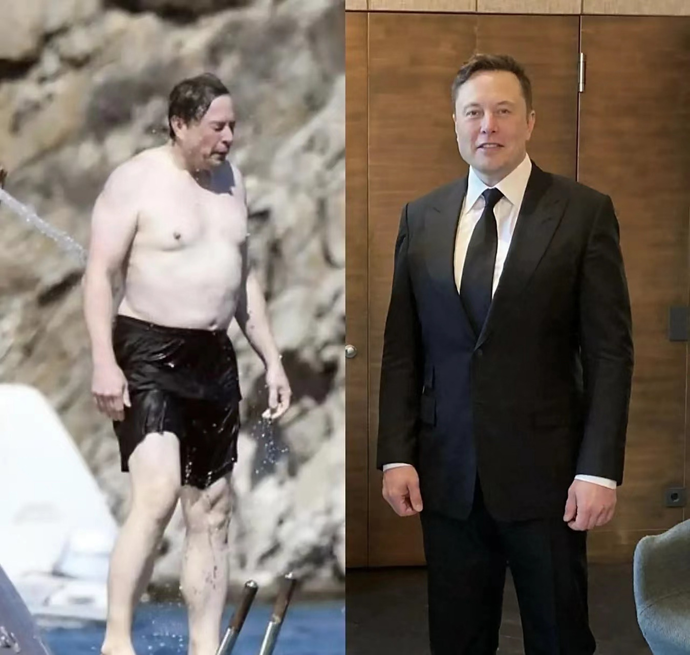 有网友问为什么马斯克的身材和体态都很糟糕,看起来就像胸腔里藏了一