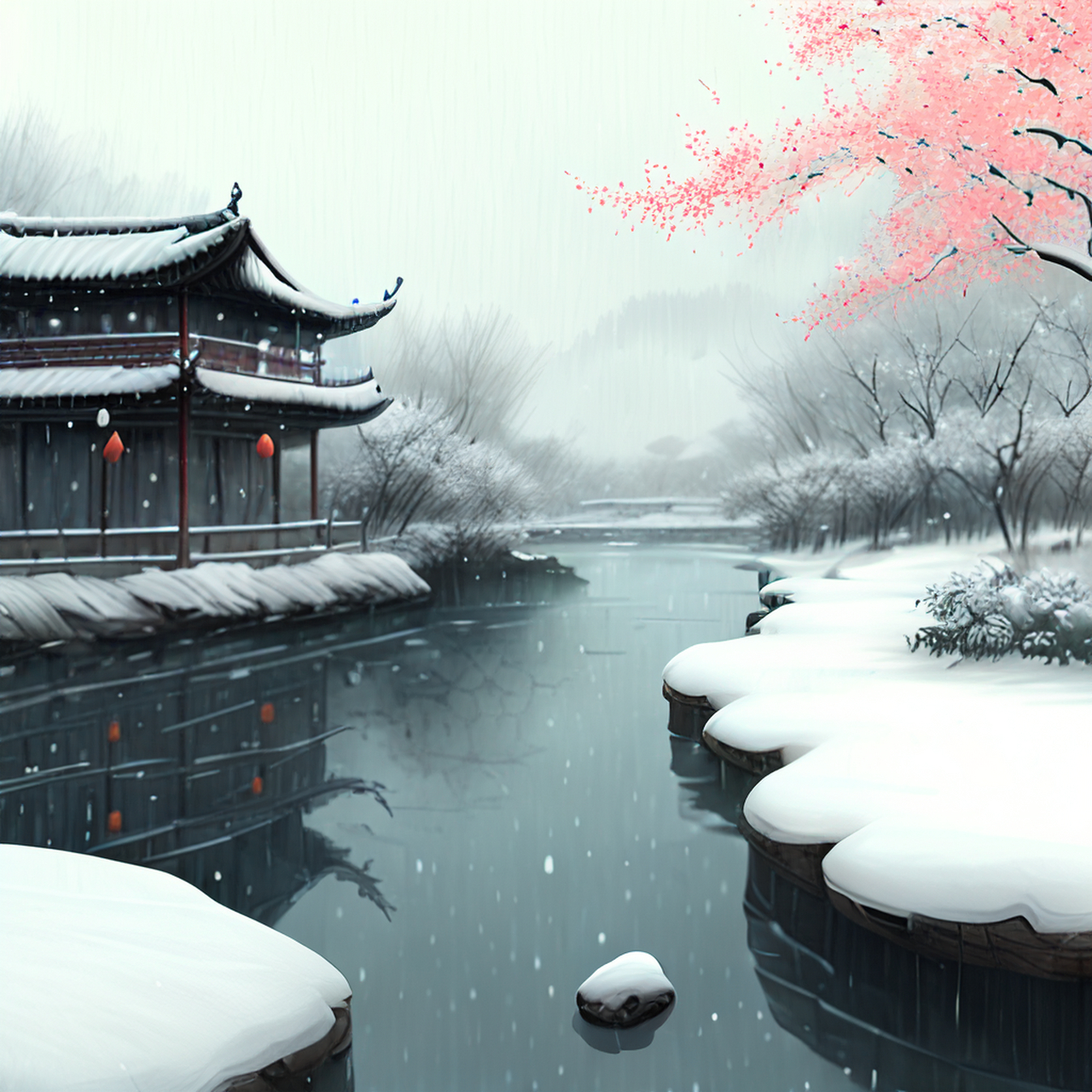 滚动光,等距视图,古风绘画,中国风,描绘古诗词,古典美.