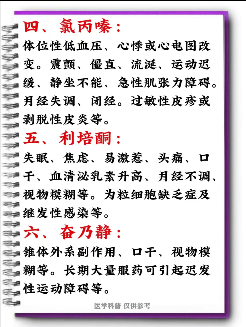 精神科药物,常见22种不良反应