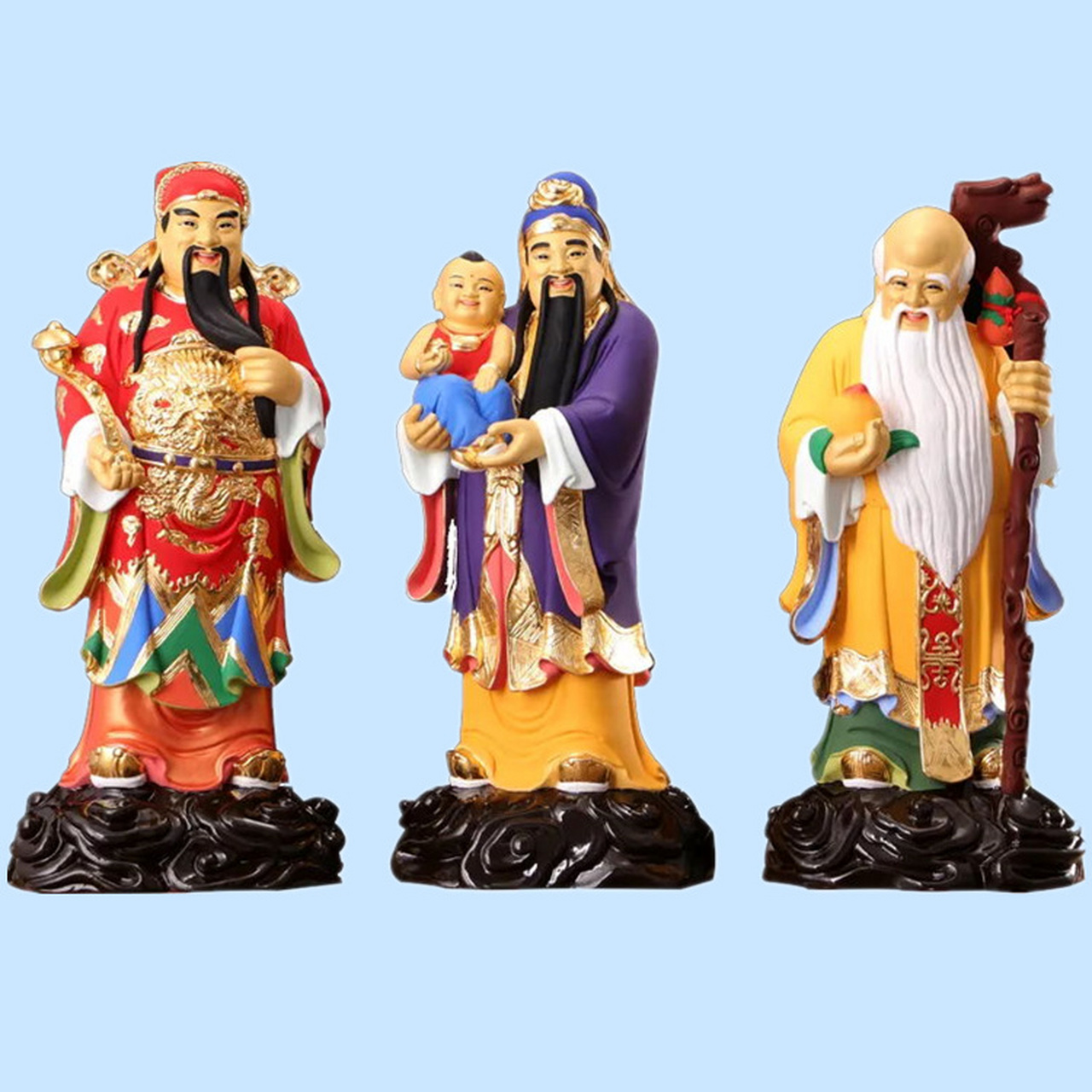 铸铜福禄寿三清神像雕塑厂家 纯铜福禄寿神像摆件  3米大型福禄寿铜