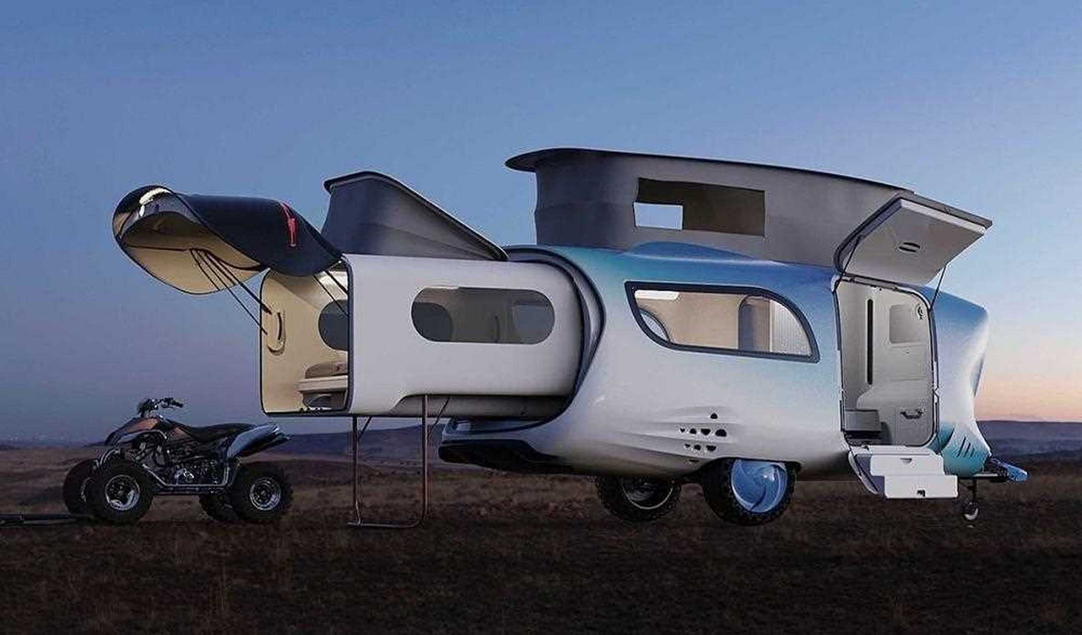 whale鲸鱼拖挂房车 国内设计师设计了一款外观酷似鲸鱼的拖挂房车,这