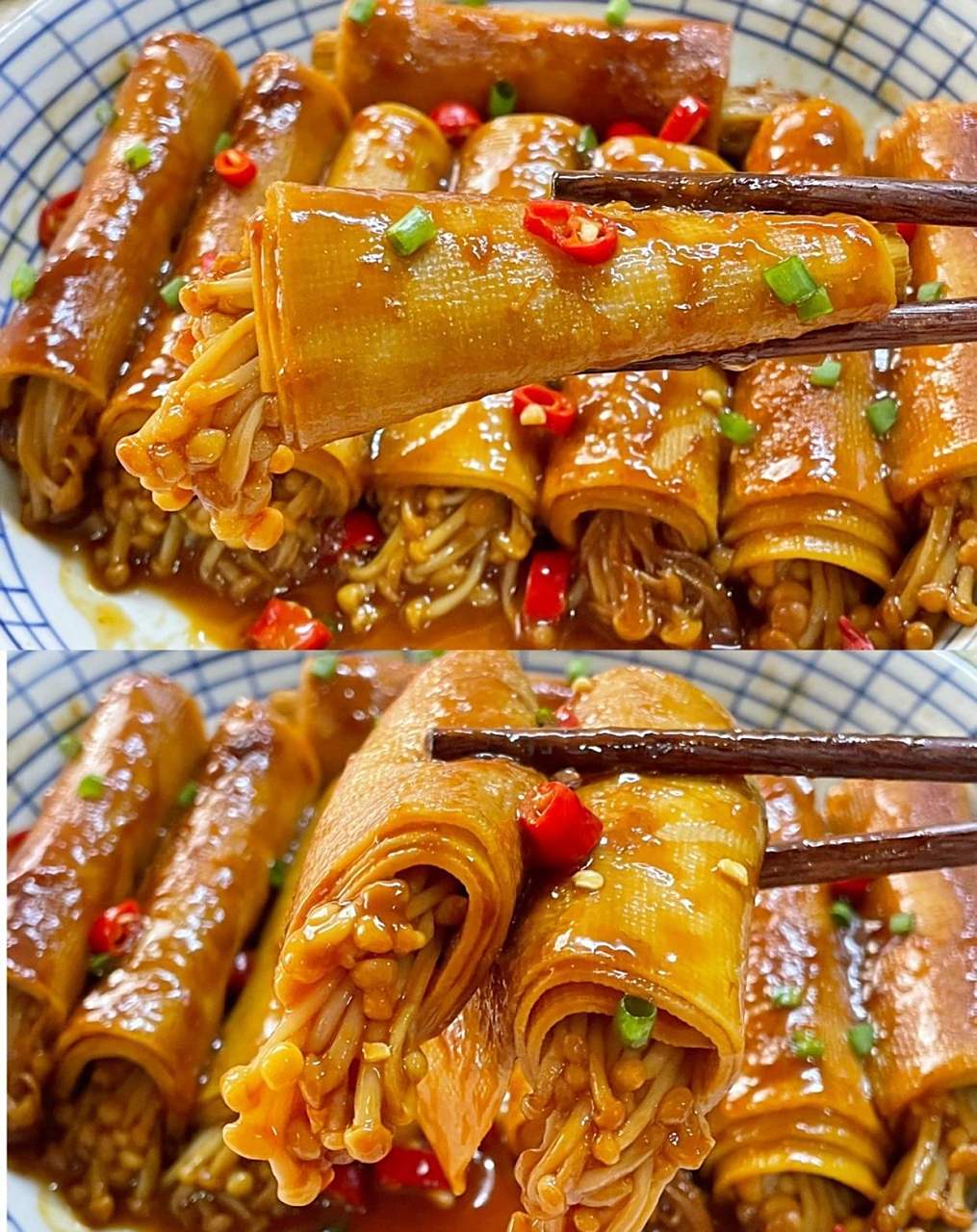 巨好吃的豆皮金针菇卷,好吃到连汤汁都不剩[鸡蛋] 今天做的是一道素菜