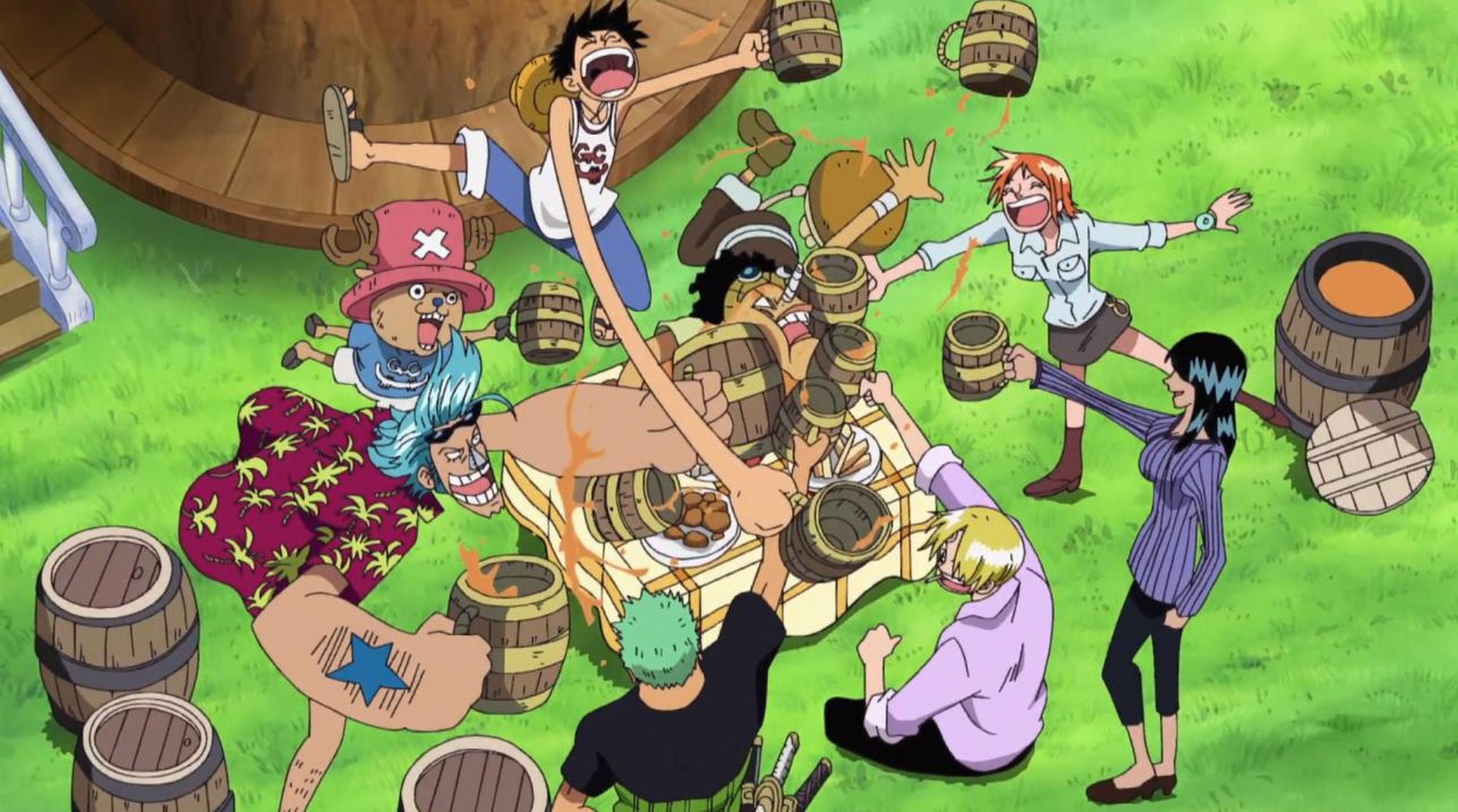 草帽一伙的干杯方式挺特别啊,就是有点费乌索普