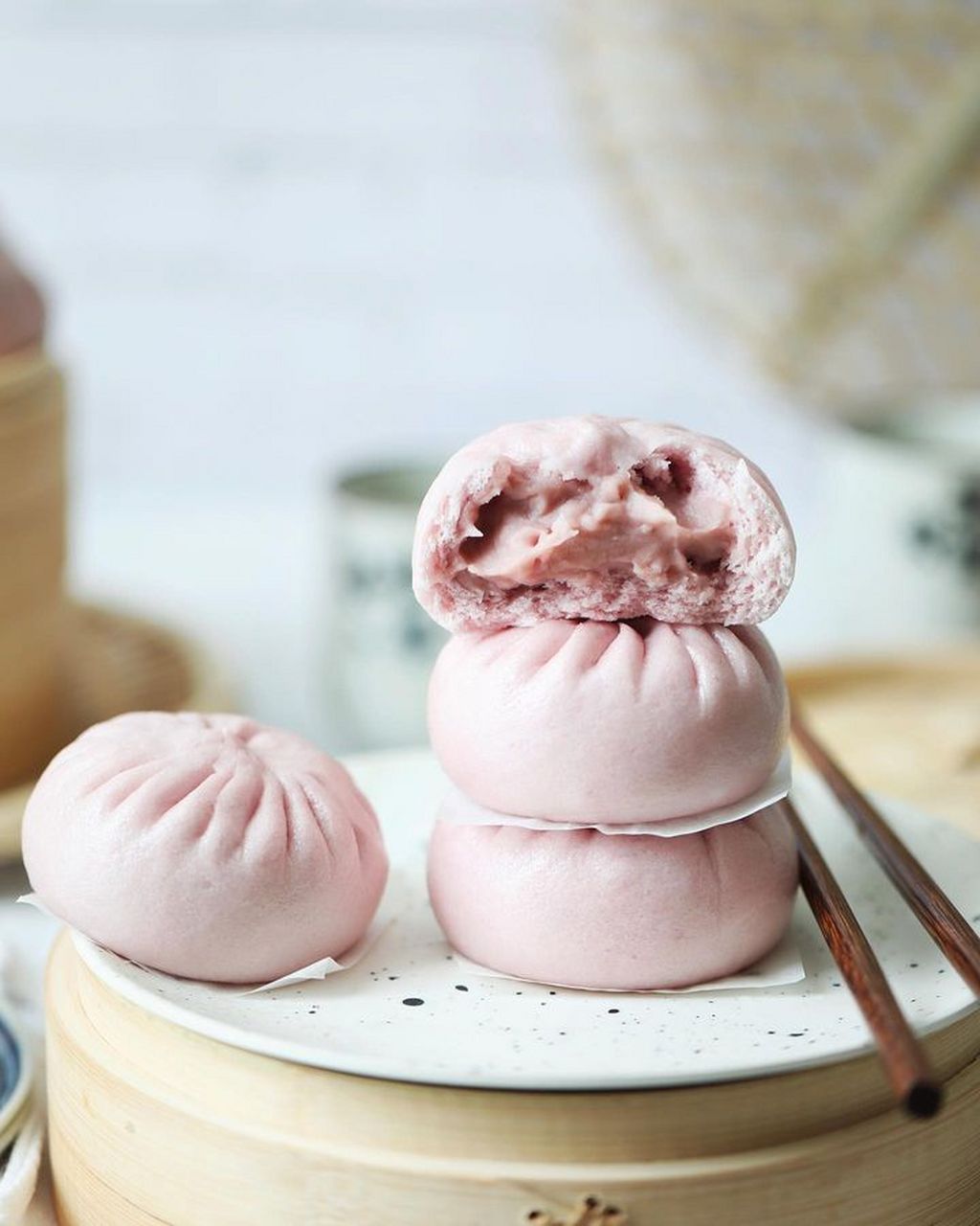 67芋泥包子,淡淡紫粉色的包子好像也不错 #包子# #包包子#  #美食