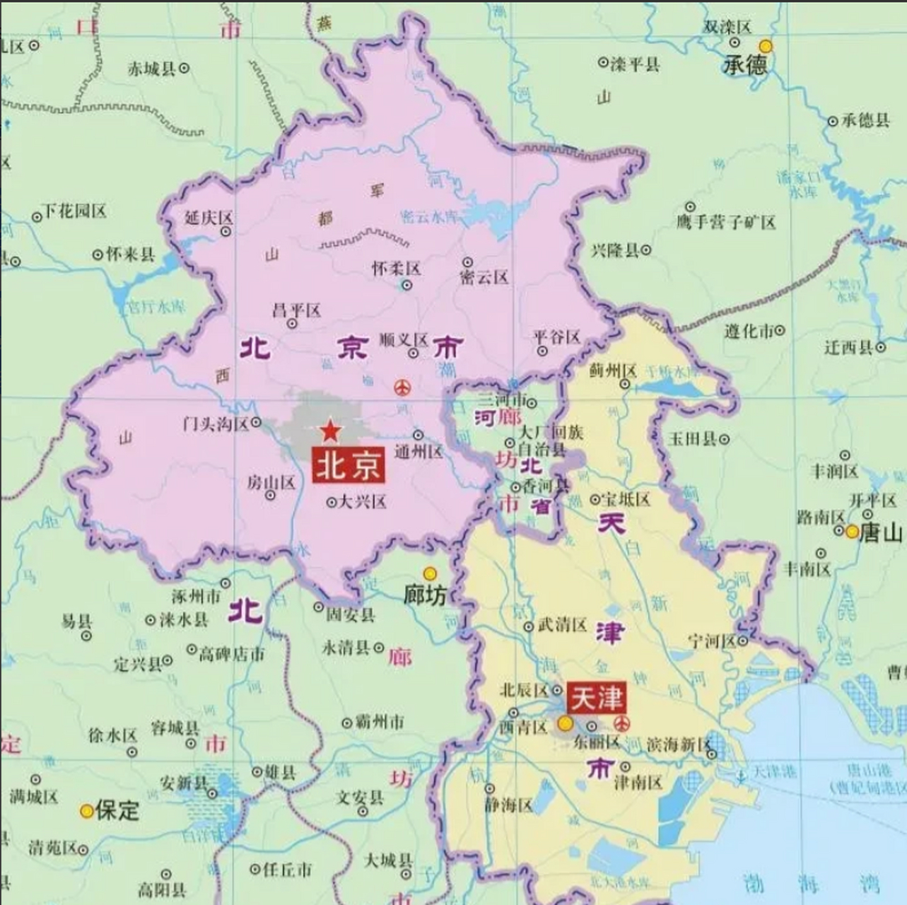 河北省廊坊市的北三县,夹在两个直辖市之间,成为名副其实的"飞地".