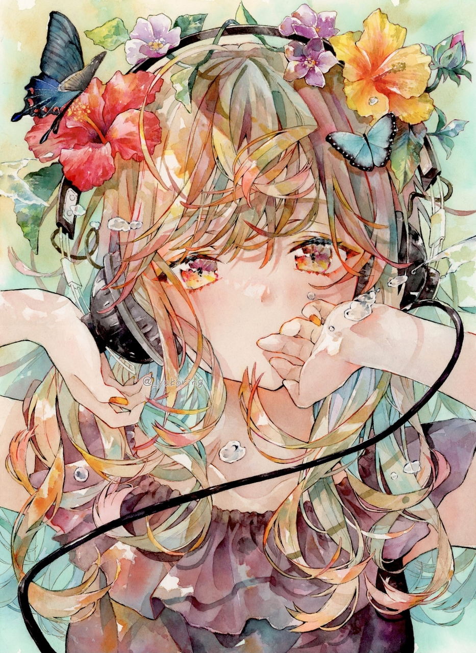 触站acg绘画精选 画师:優子鈴 透明水彩女孩