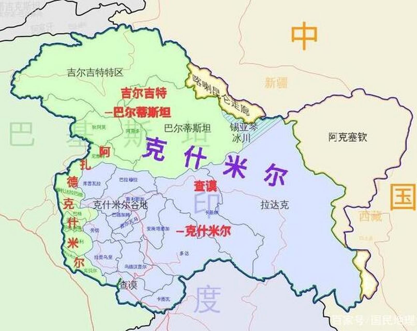 克什米尔高清地图图片